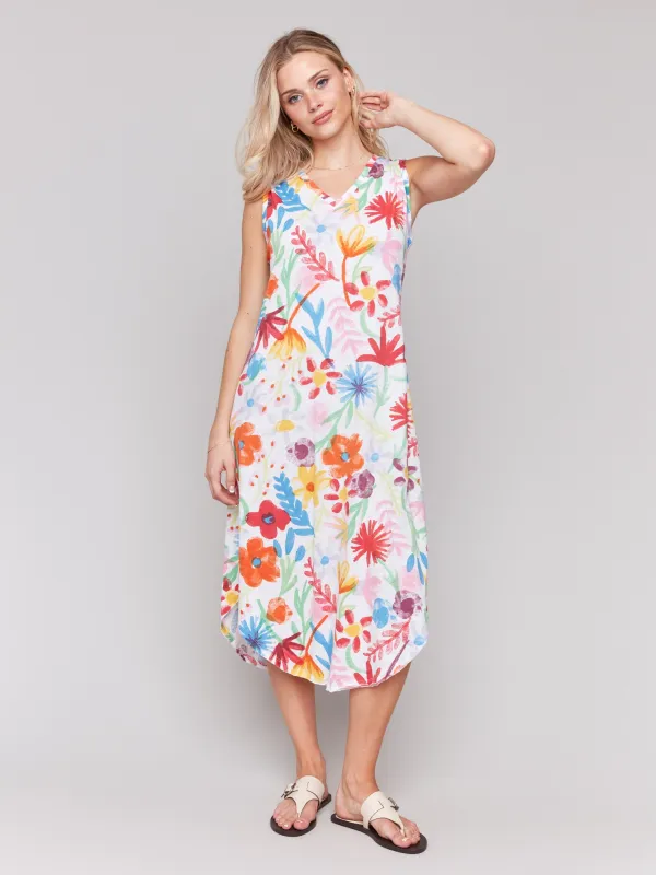 Printed Sleeveless Cotton Dress - Wildflowers sold by Charlie B