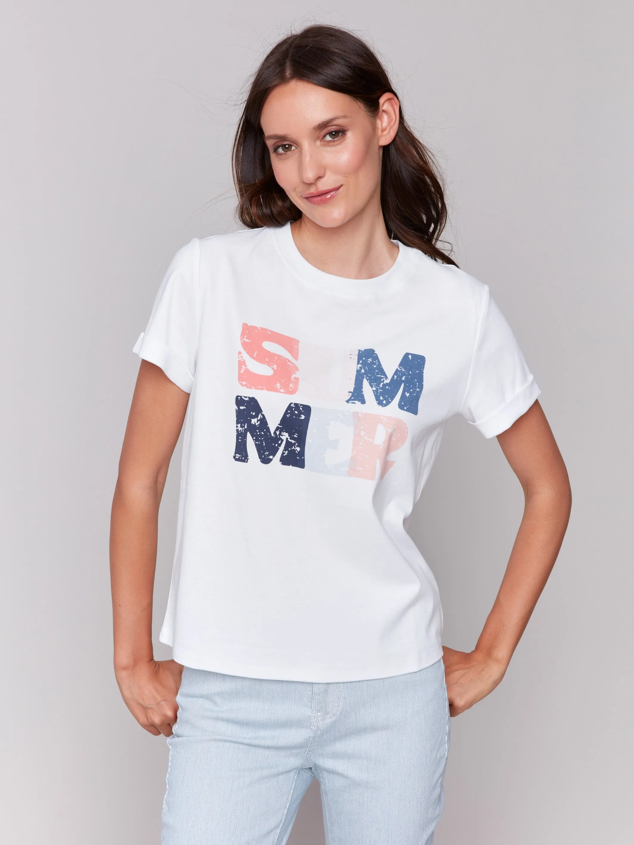 Cotton Graphic T-Shirt - White sold by Charlie B