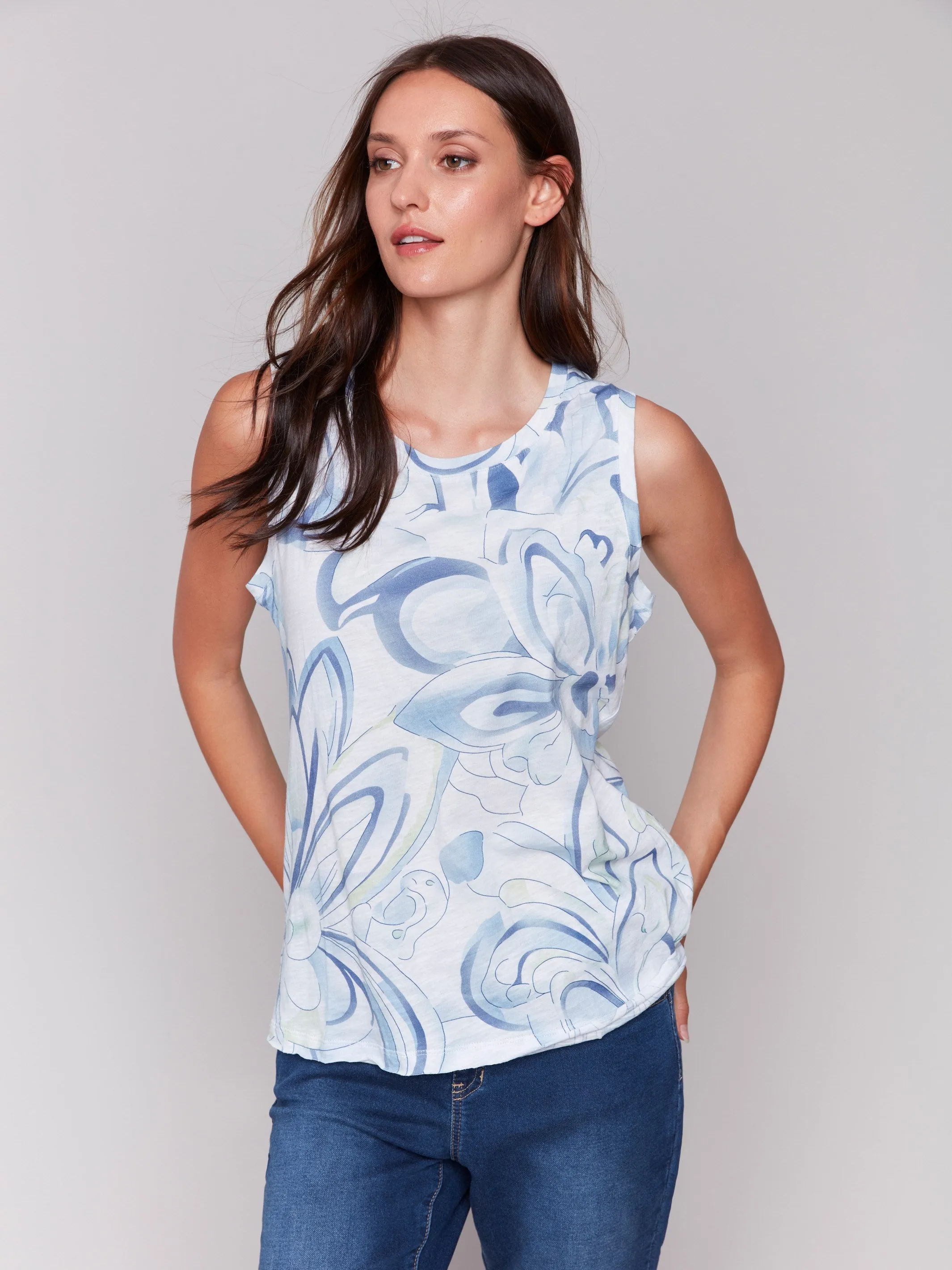 Printed Organic Cotton Sleeveless Top - Swirls sold by Charlie B