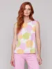 Printed Sleeveless Linen Blend Top with Side Ties - Splatter sold by Charlie B