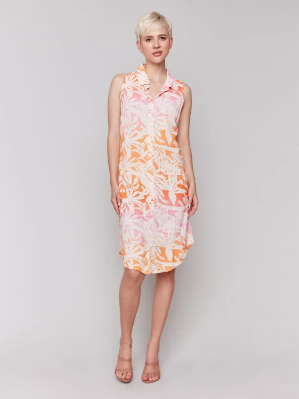 Printed Sleeveless Button-Front Dress - Tropical sold by Charlie B