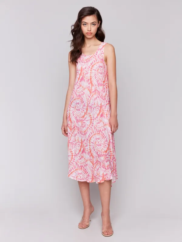 Sleeveless Printed Rayon Dress - Papaya sold by Charlie B
