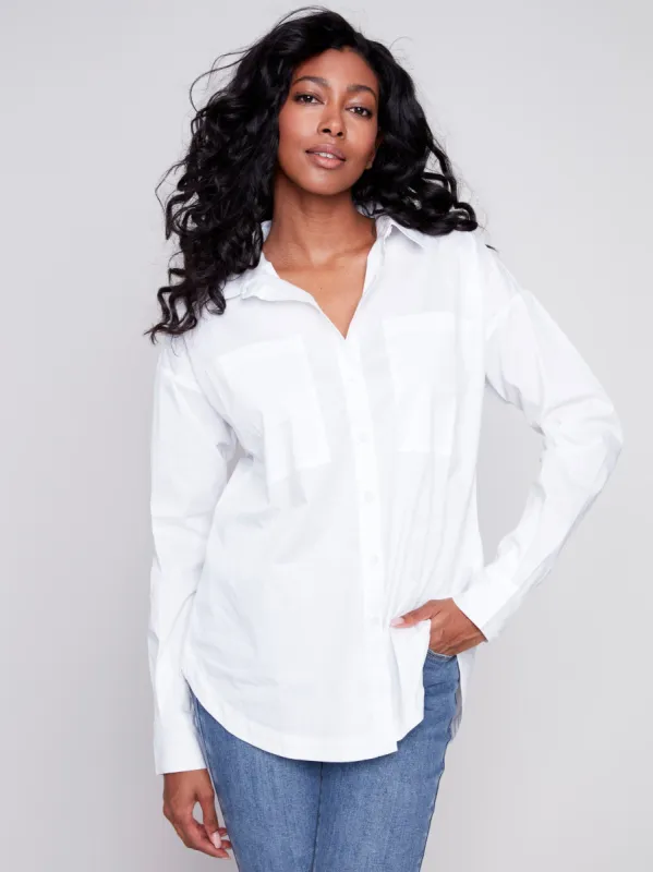Loose Poplin Shirt - White sold by Charlie B