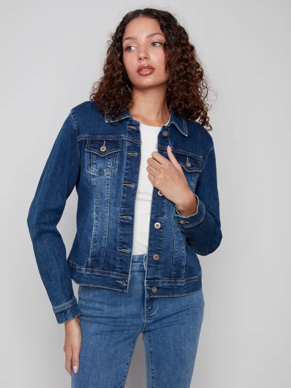 Stretch Denim Jacket - Indigo sold by Charlie B