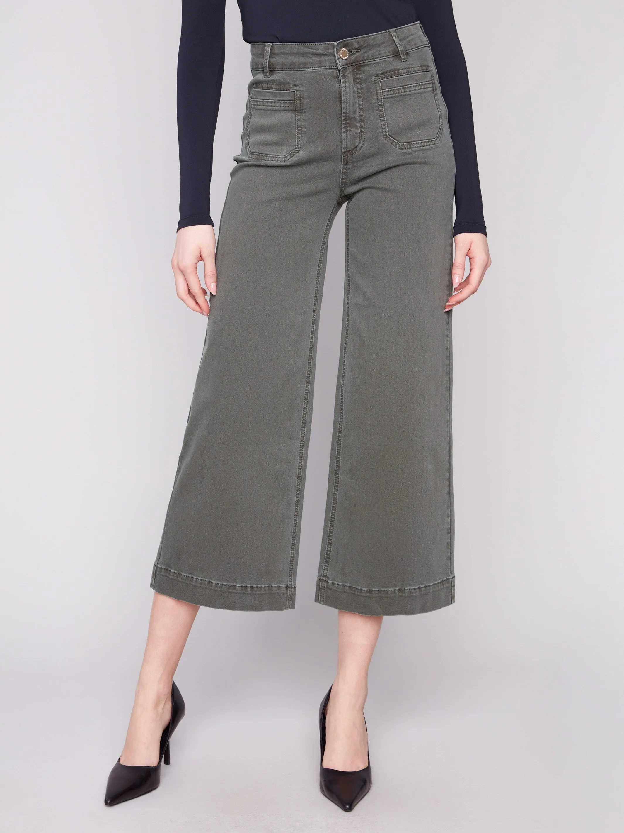 Patch Pocket Flare Twill Pants - Spruce sold by Charlie B product image thumbnail 2