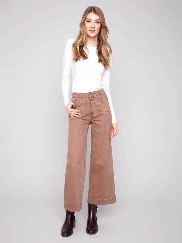 Patch Pocket Flare Twill Pants - Truffle sold by Charlie B