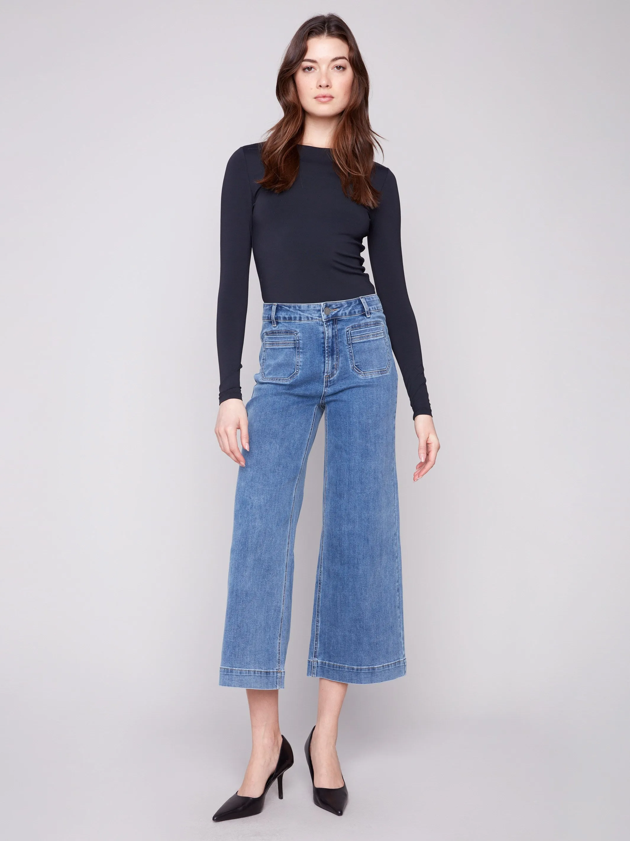 Patch Pocket Flare Jeans - Medium Blue sold by Charlie B product image thumbnail 5
