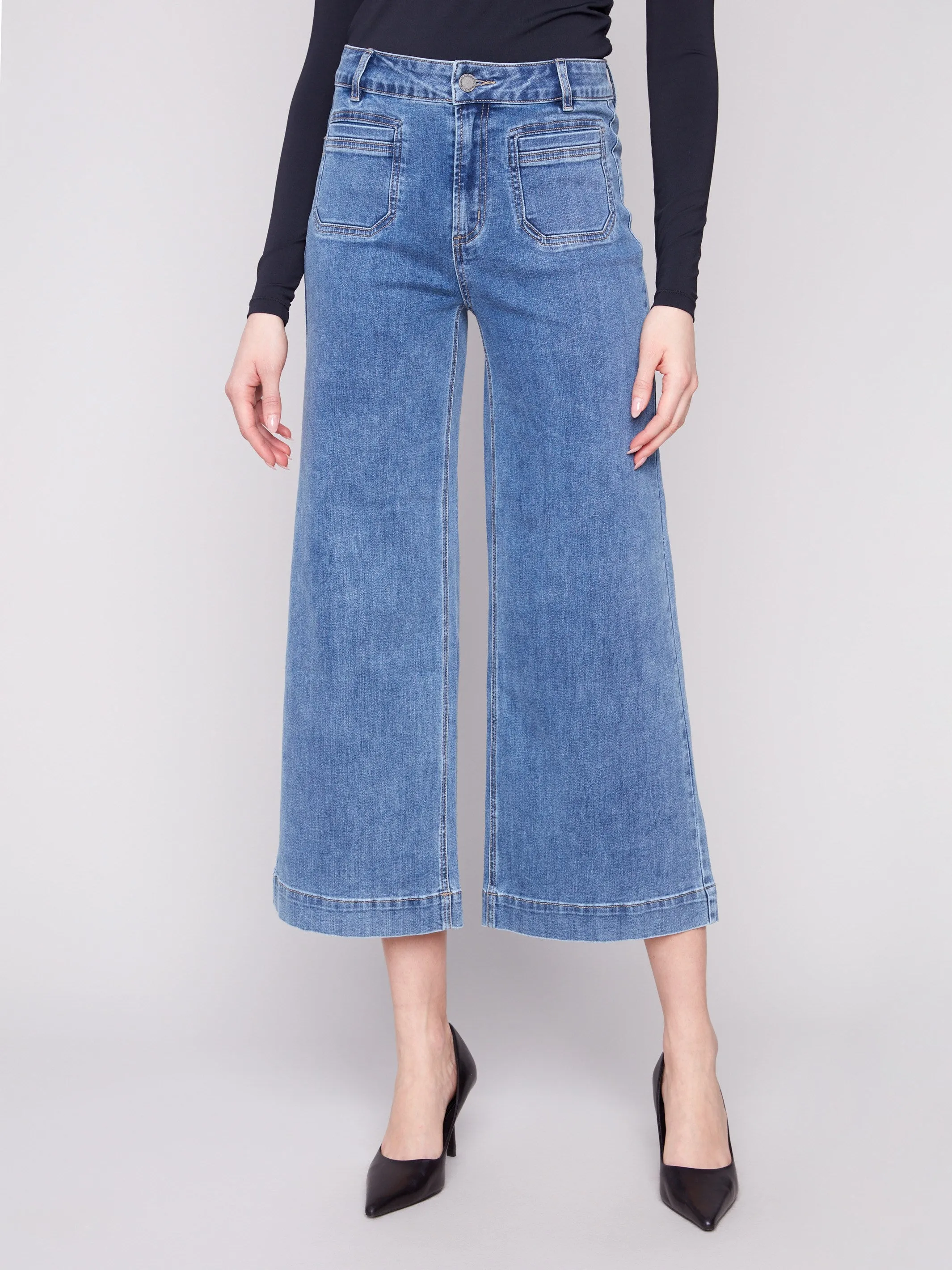 Patch Pocket Flare Jeans - Medium Blue sold by Charlie B product image thumbnail 2
