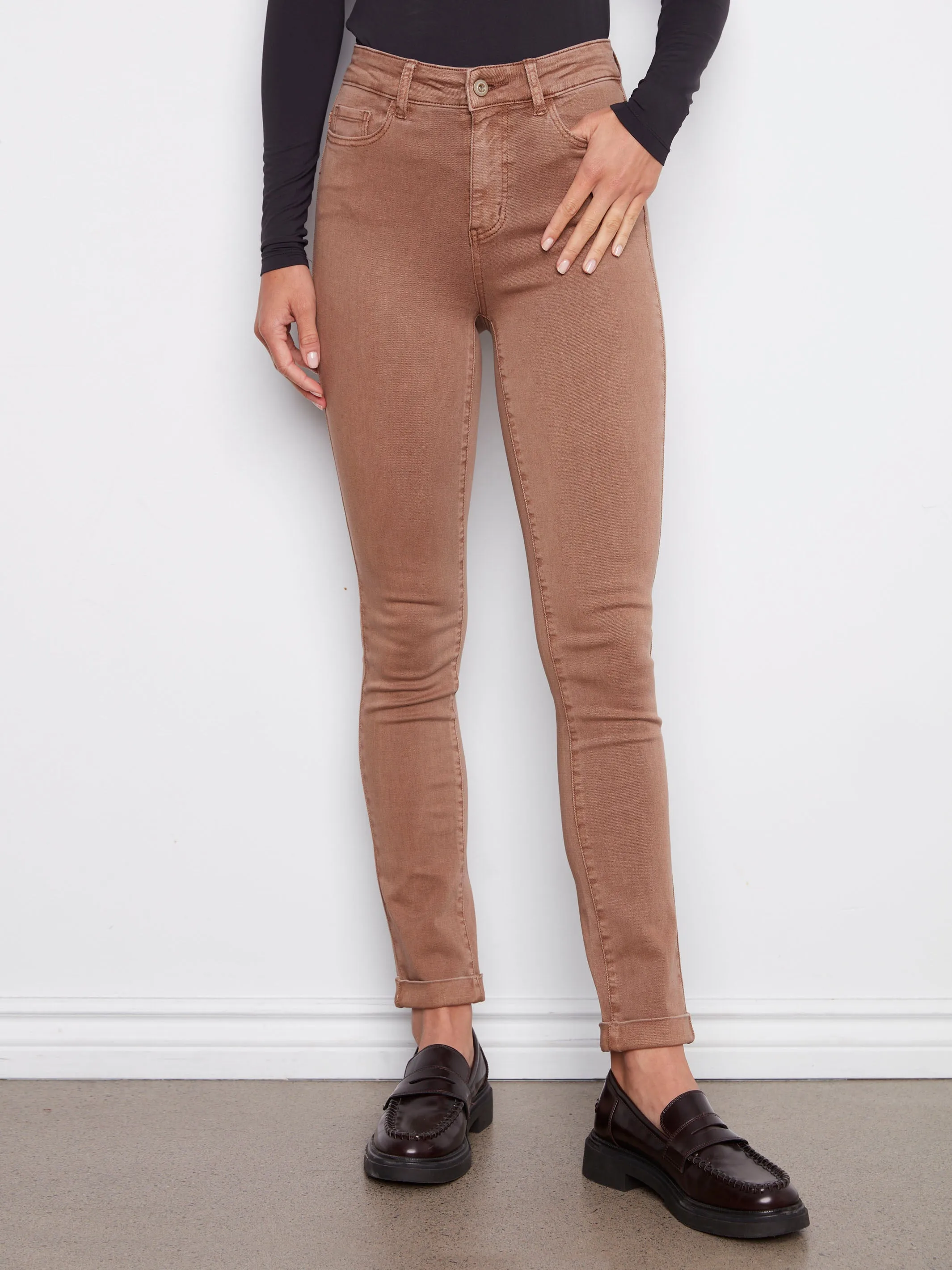 Cuffed Hem Twill Jeans - Truffle sold by Charlie B product image thumbnail 2