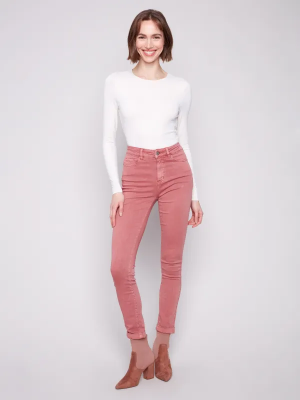 Cuffed Hem Twill Jeans - Primrose sold by Charlie B