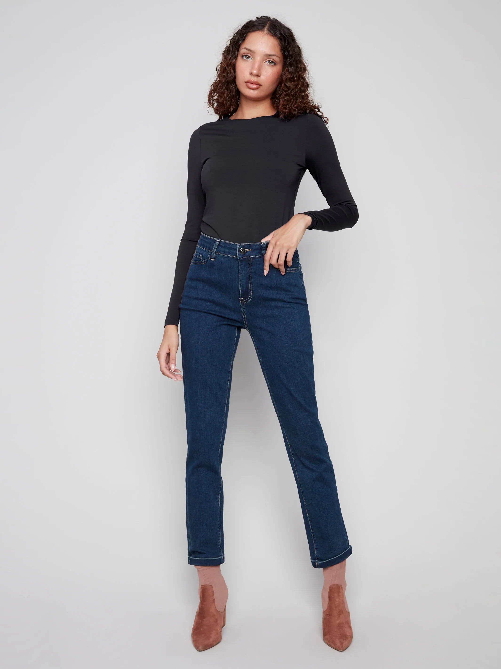 Cuffed Hem Jeans - Dark Blue sold by Charlie B product image thumbnail 2