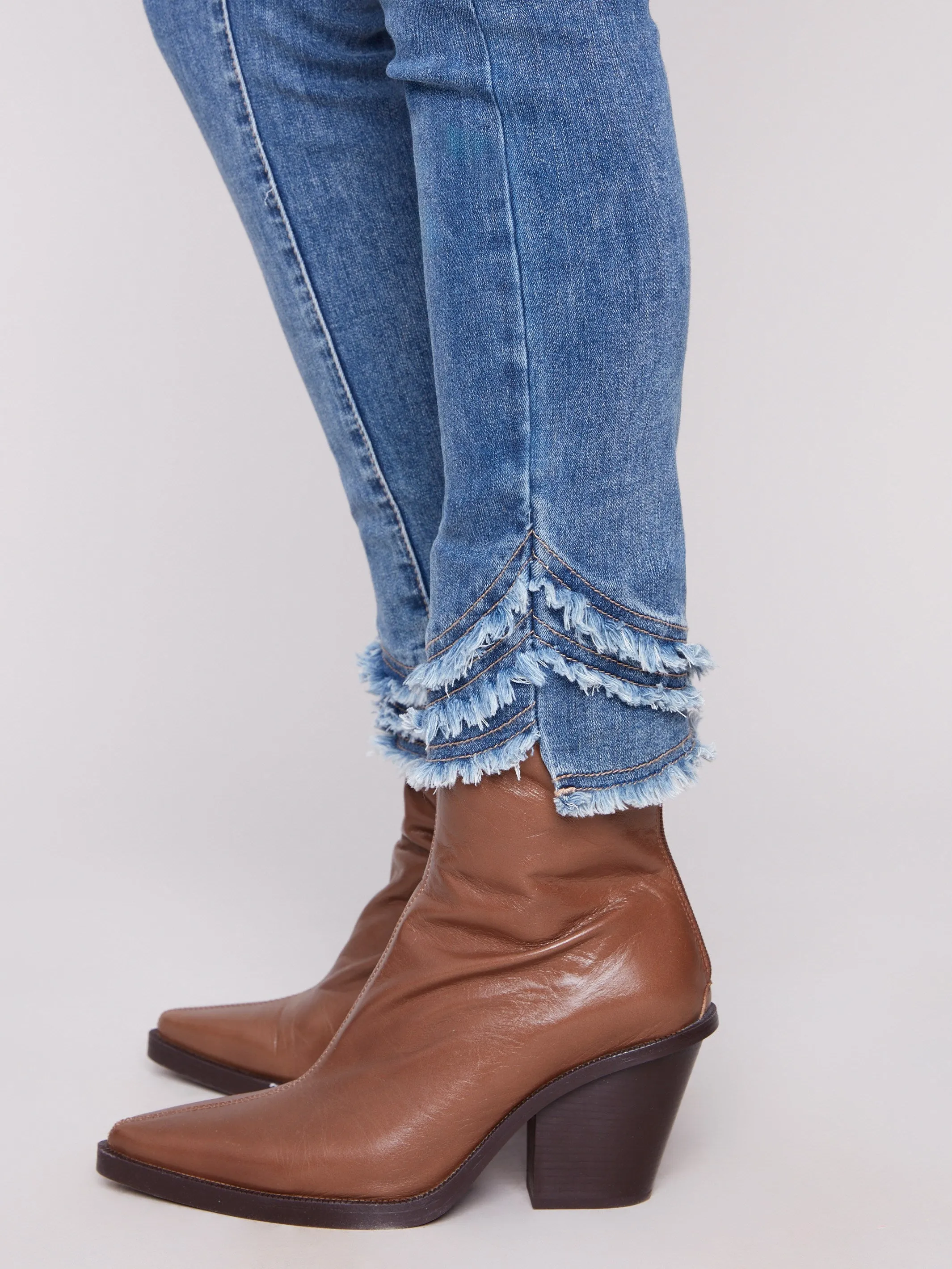 Frayed Hem Denim Pants - Medium Blue sold by Charlie B product image thumbnail 5