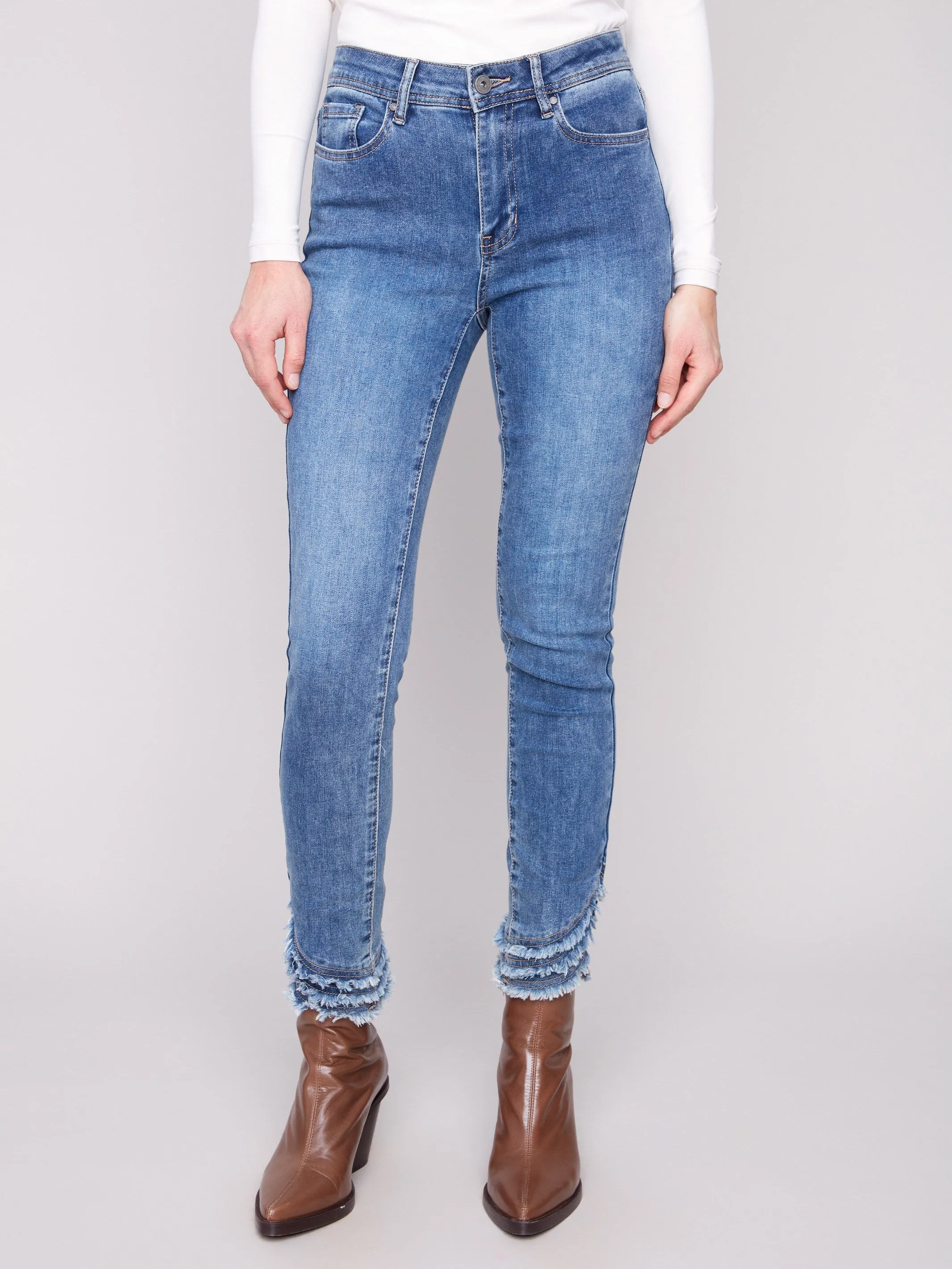 Frayed Hem Denim Pants - Medium Blue sold by Charlie B product image thumbnail 2