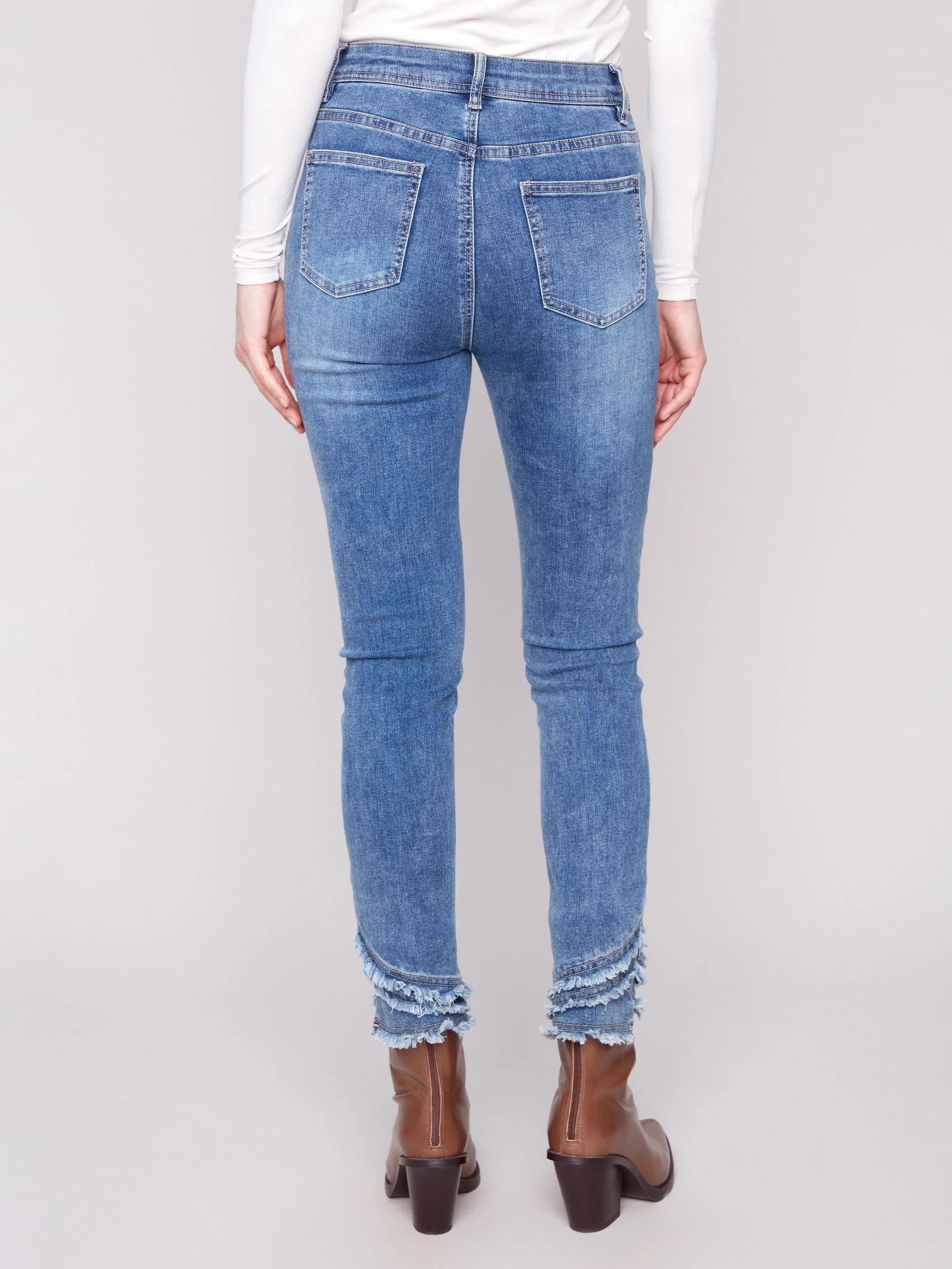 Frayed Hem Denim Pants - Medium Blue sold by Charlie B product image thumbnail 3