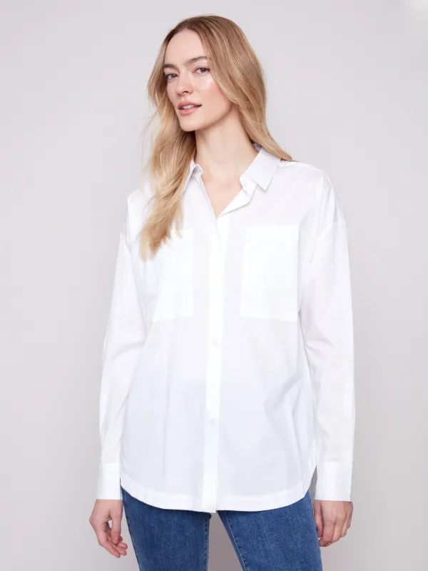 Loose Poplin Shirt - White sold by Charlie B