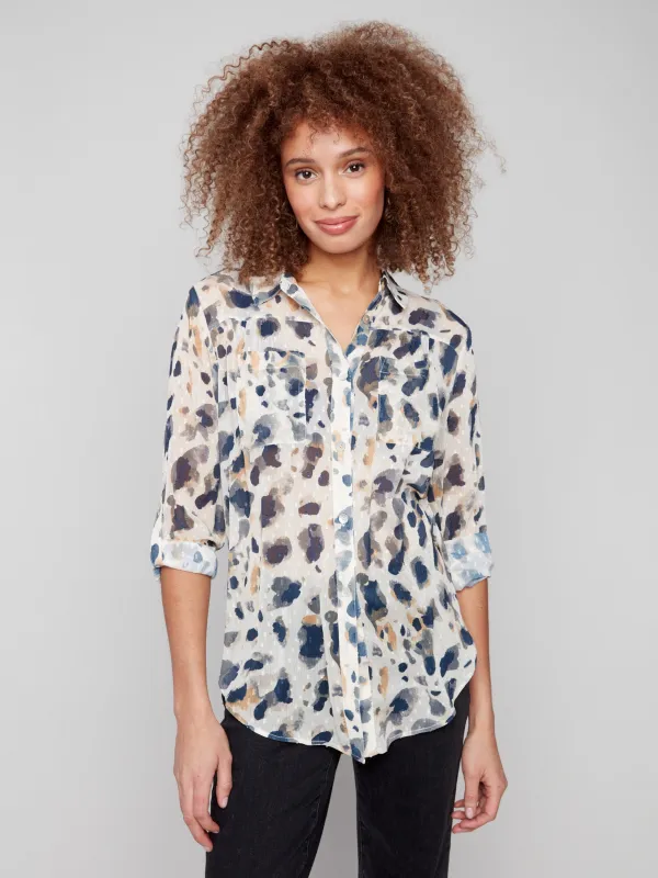 Printed Button-Up Blouse - Animal sold by Charlie B