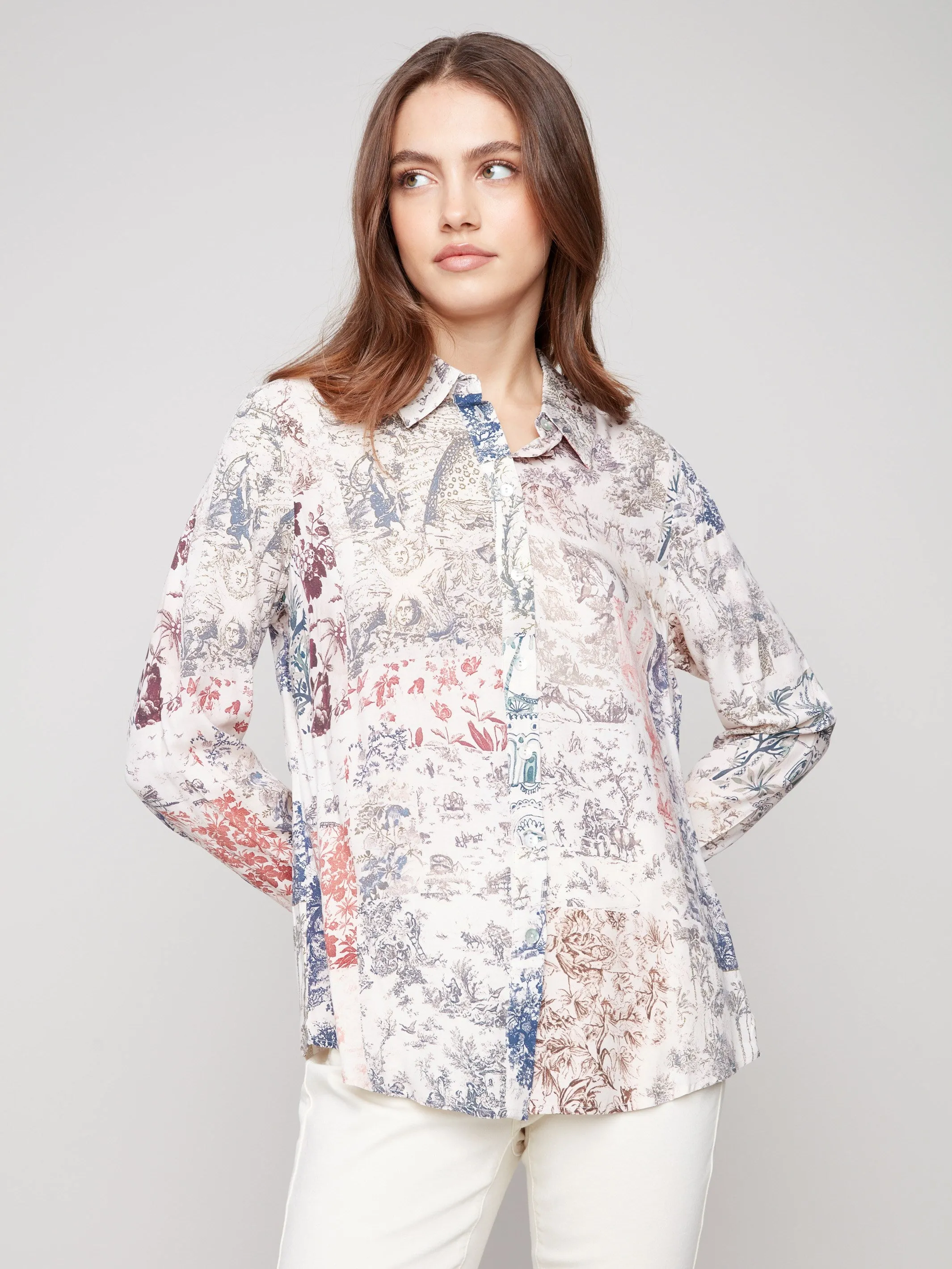 Printed Button-Up Shirt - Frame sold by Charlie B product image thumbnail 3