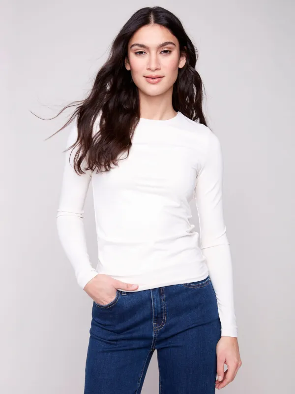Long Sleeve Super Stretch Top - Natural sold by Charlie B