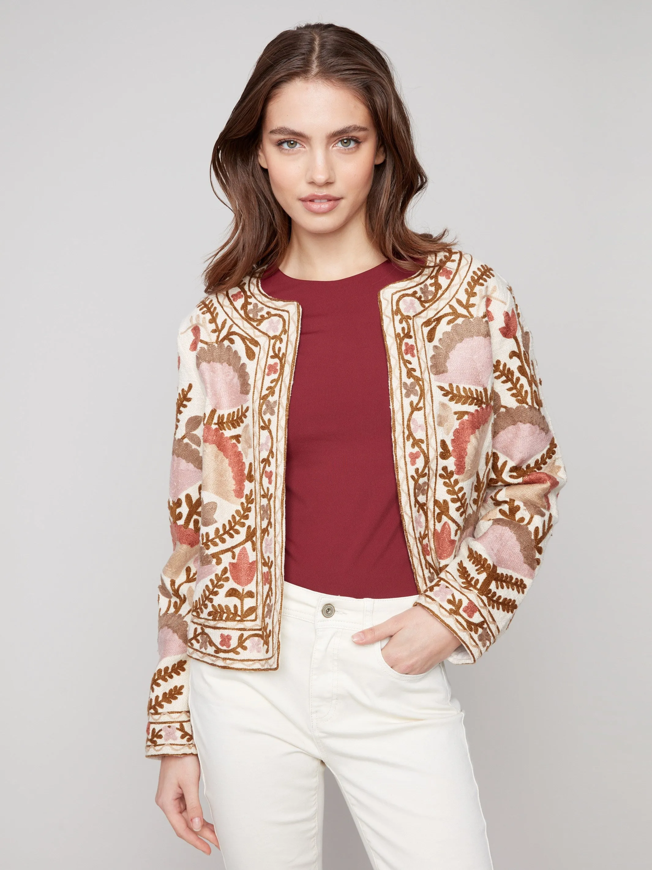 Embroidered Open Front Jacket - Ceremony sold by Charlie B