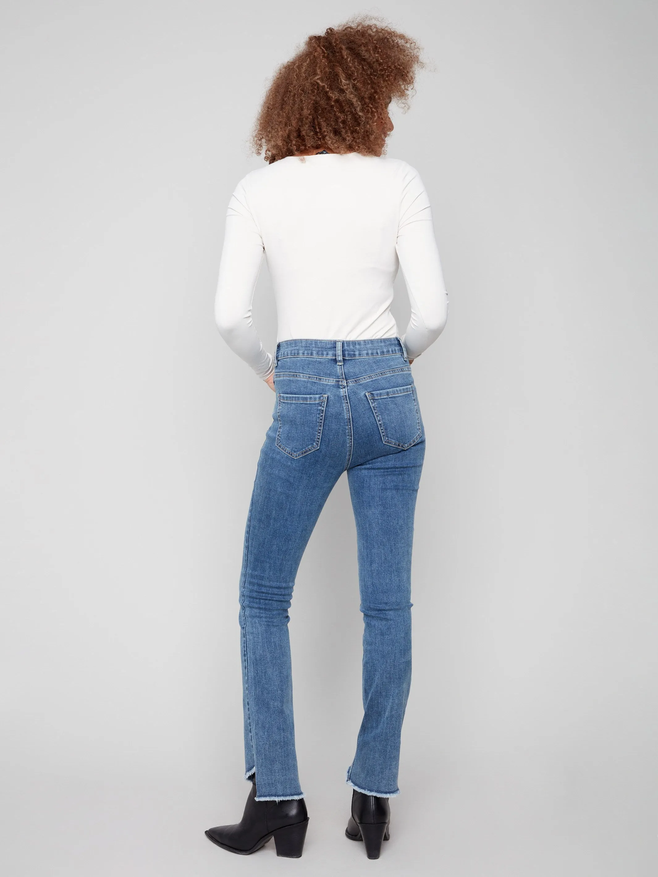 Bootcut Jeans With Asymmetrical Hem - Medium Blue sold by Charlie B product image thumbnail 5