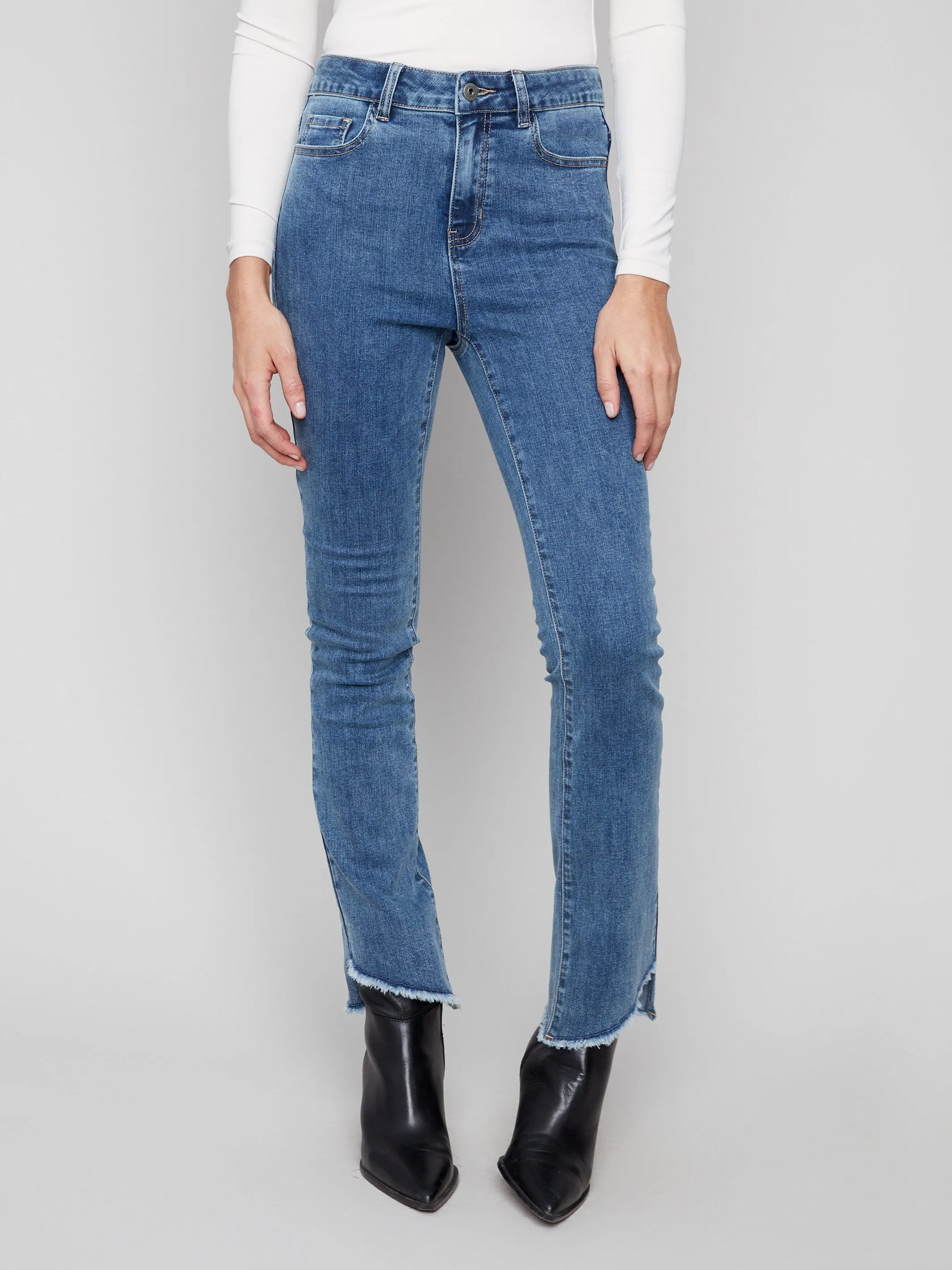 Bootcut Jeans With Asymmetrical Hem - Medium Blue sold by Charlie B product image thumbnail 2