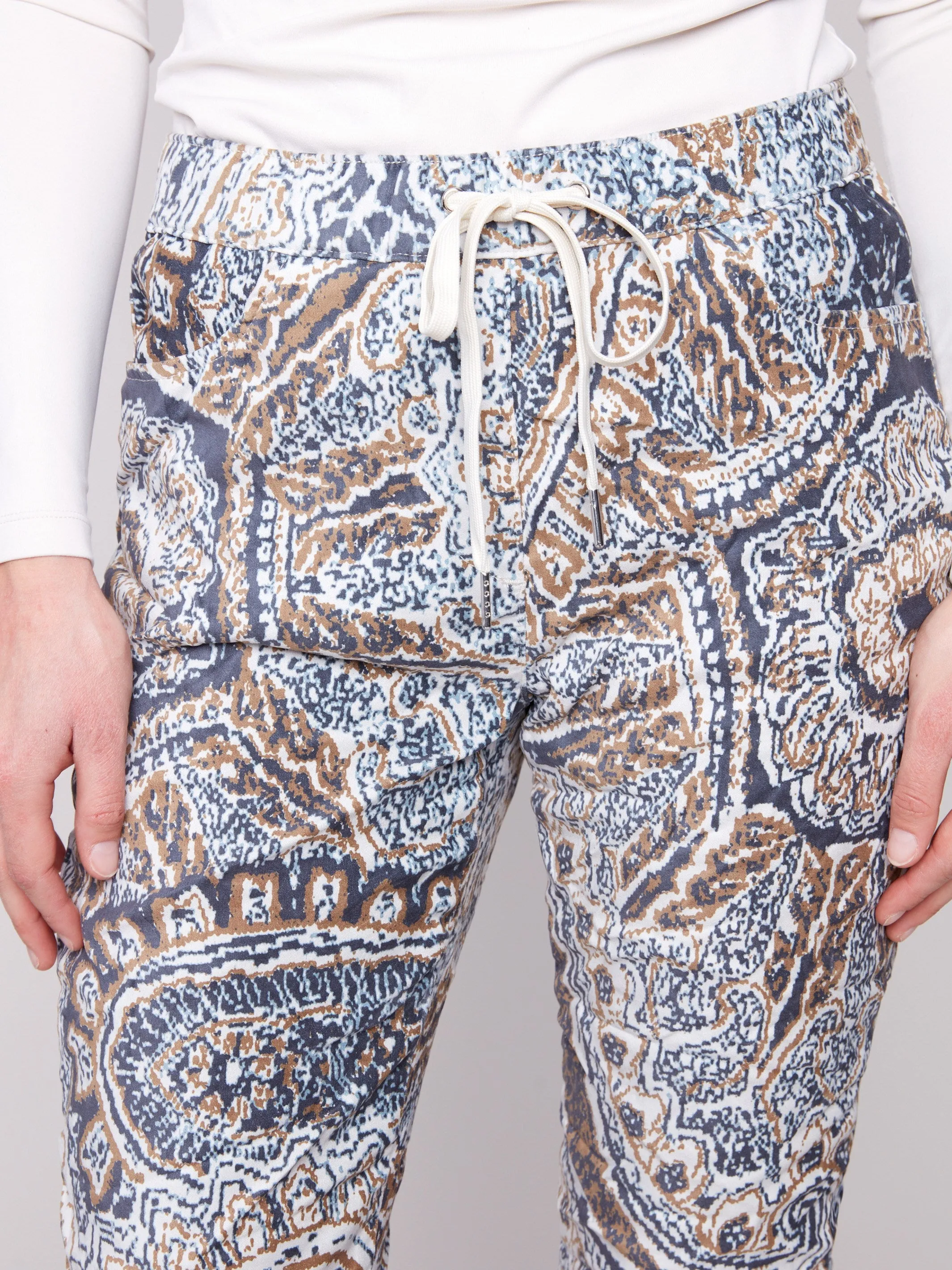 Printed Crinkle Suede Jogger Pants - Bohemian sold by Charlie B product image thumbnail 3