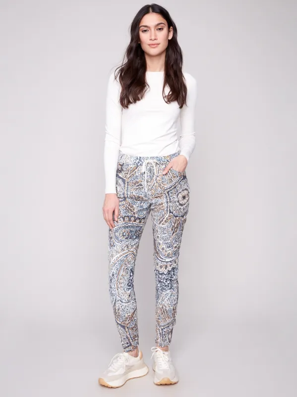 Printed Crinkle Suede Jogger Pants - Bohemian sold by Charlie B