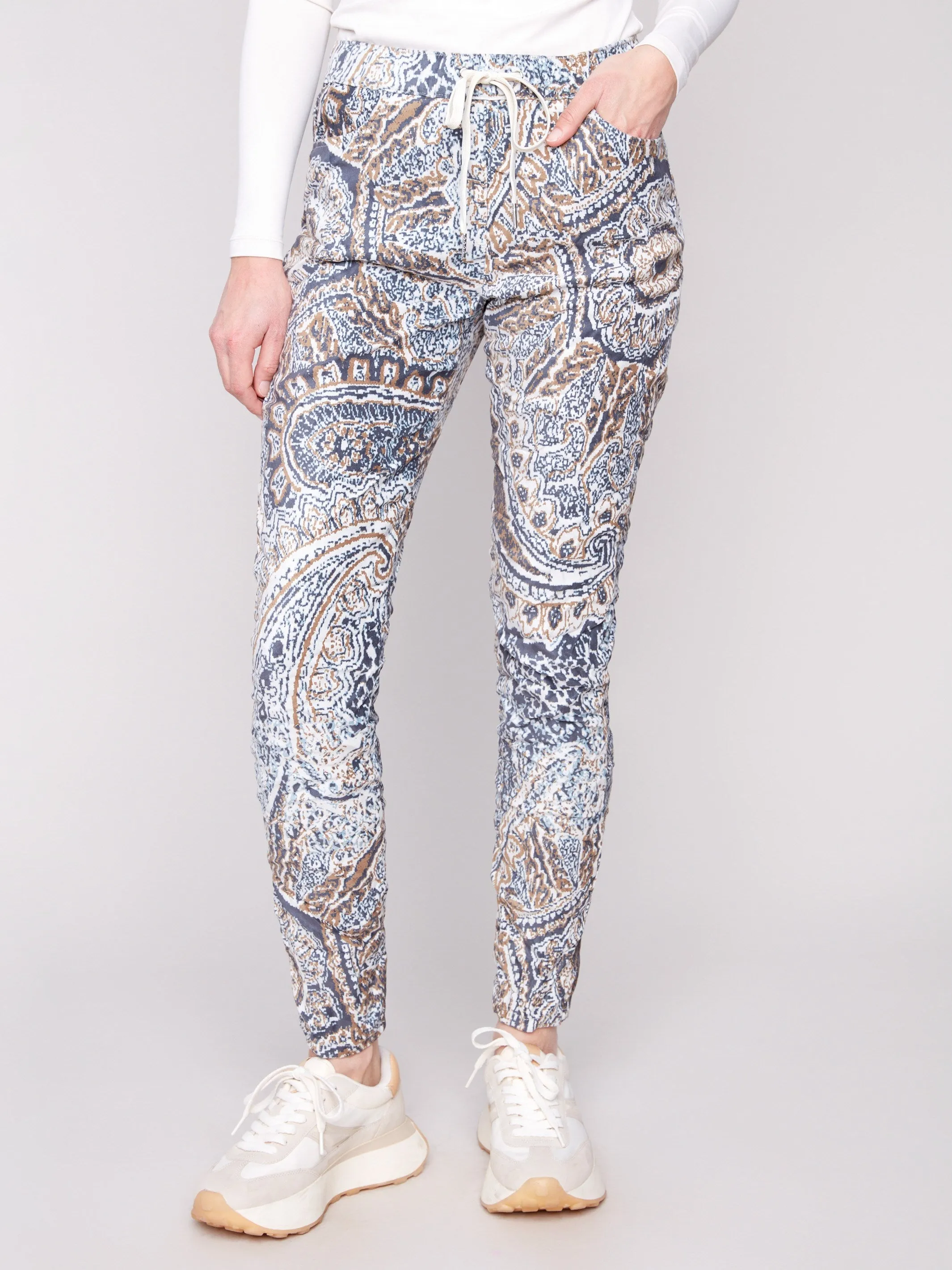 Printed Crinkle Suede Jogger Pants - Bohemian sold by Charlie B product image thumbnail 2