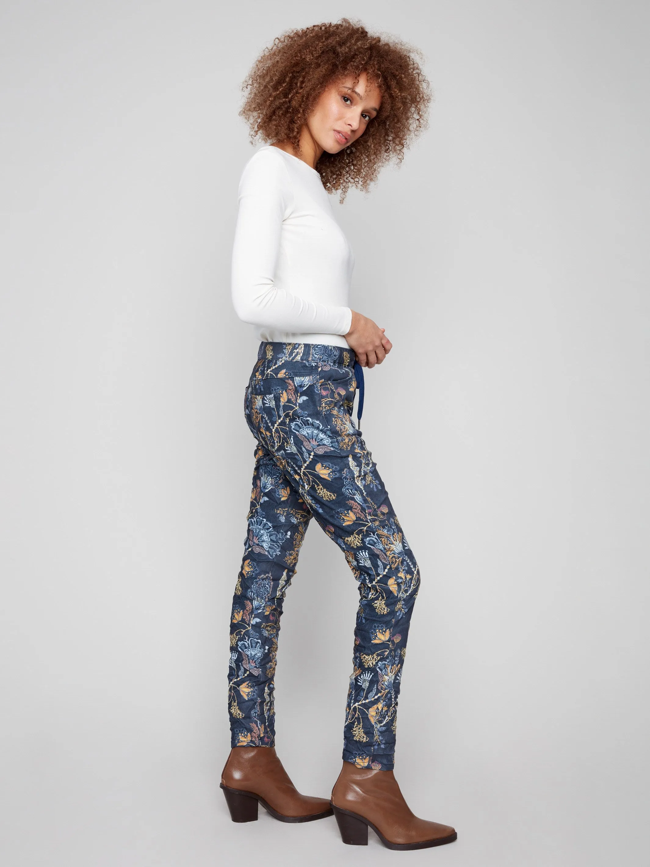 Printed Crinkle Suede Jogger Pants - Rio sold by Charlie B product image thumbnail 3