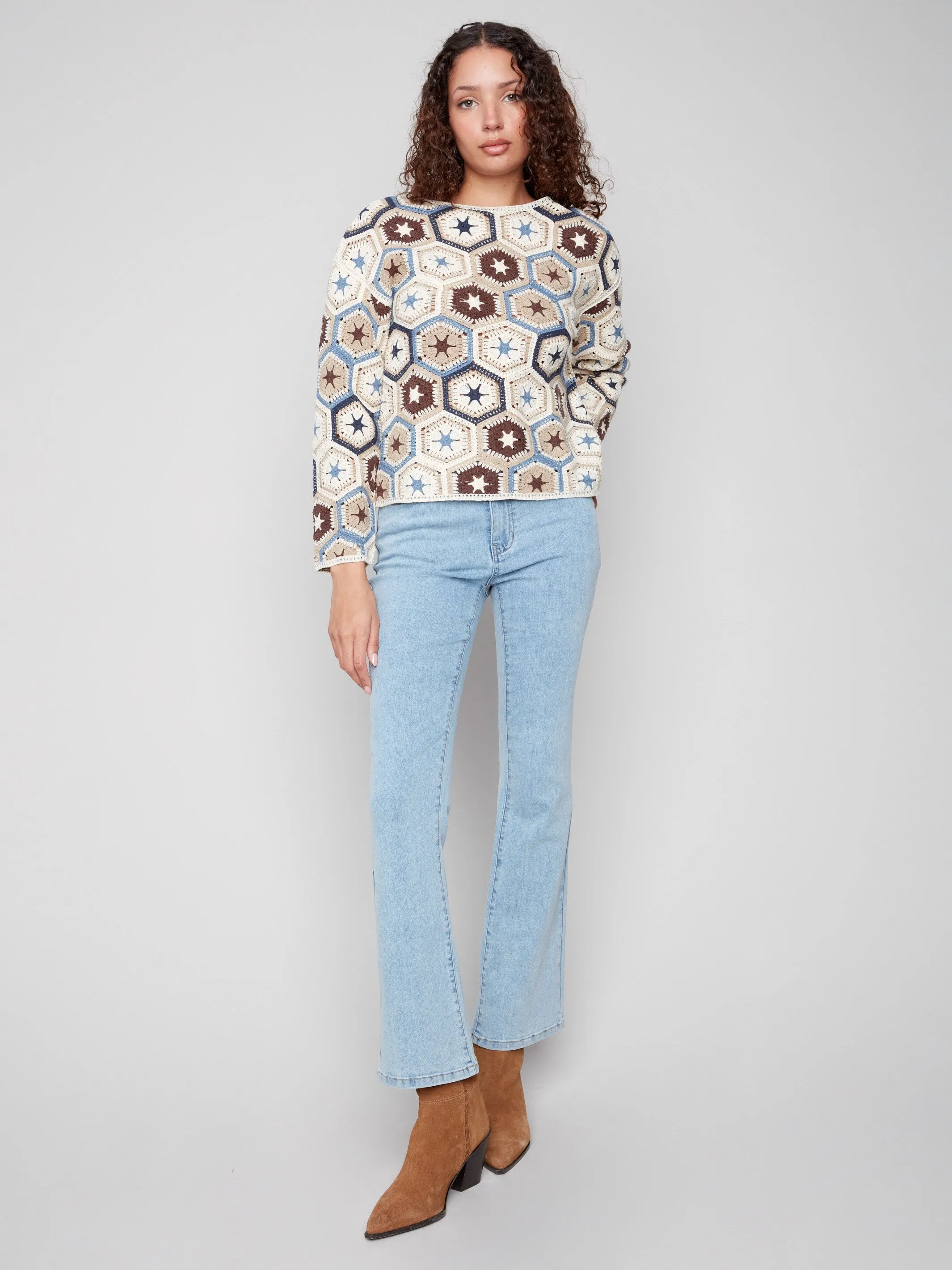 Crochet Boat Neck Top - Oxford sold by Charlie B product image thumbnail 2