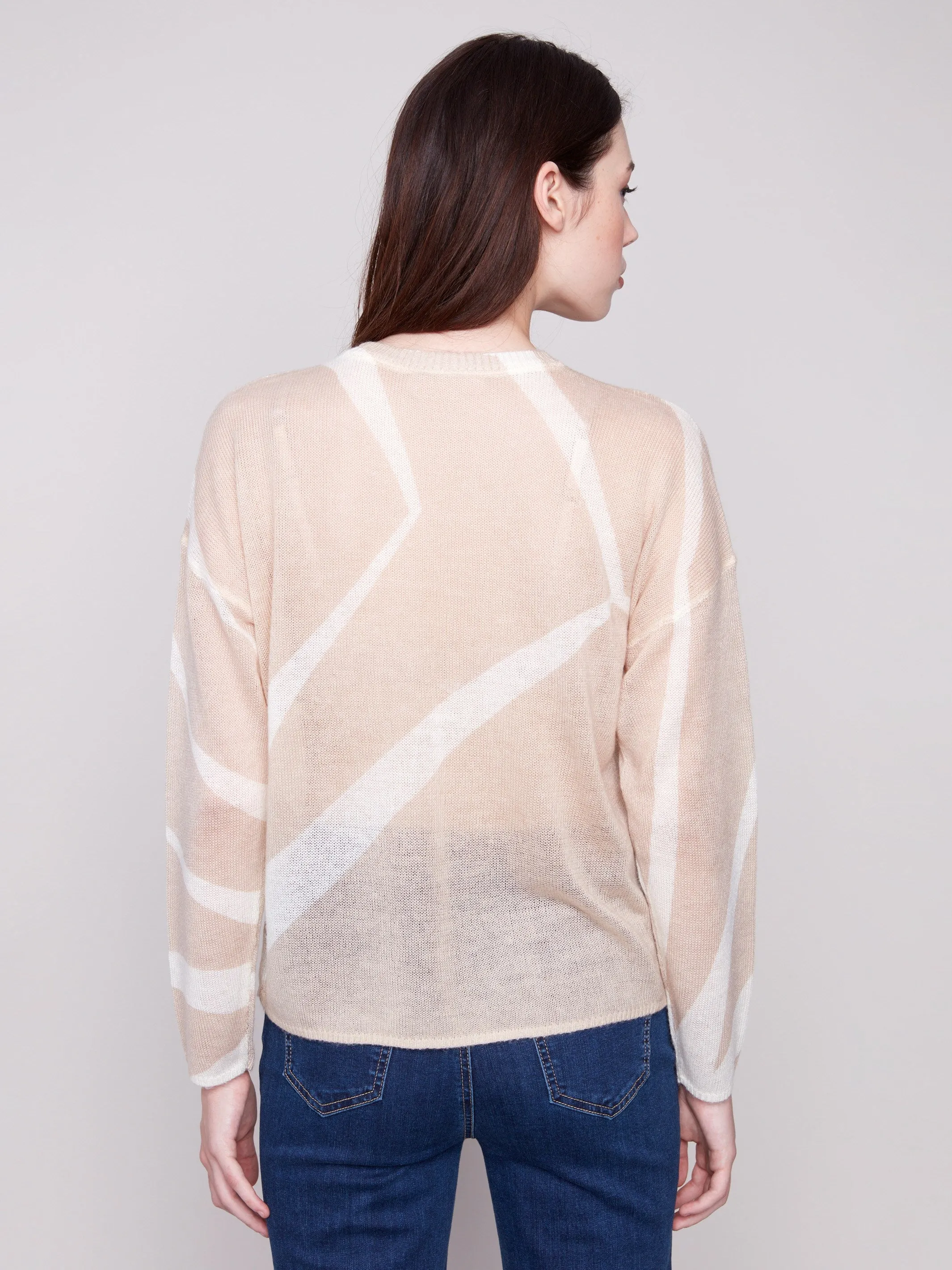 Printed Lightweight Mohair-Effect Knit Sweater - Sesame & Ecru sold by Charlie B product image thumbnail 3