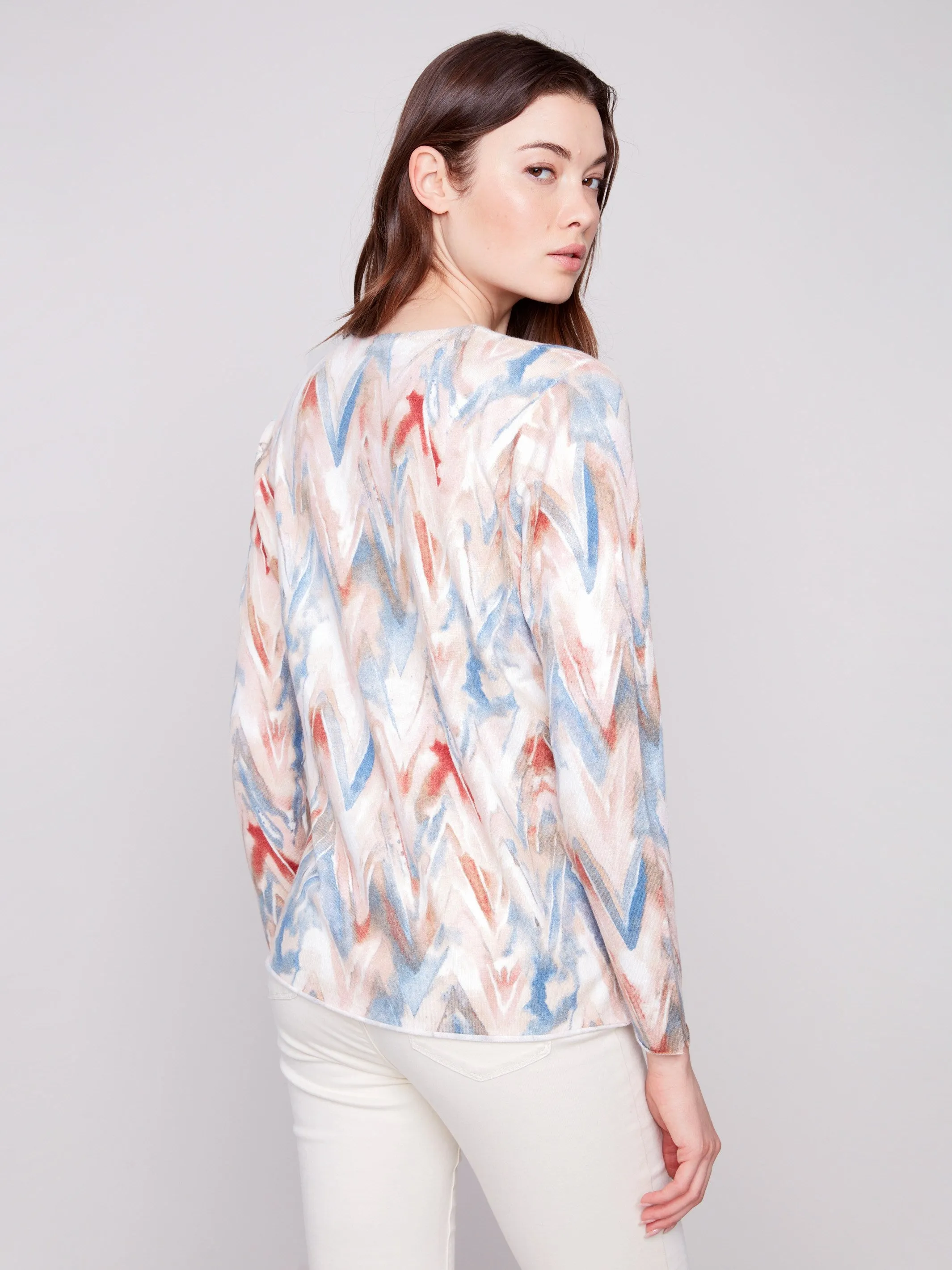 Printed V-Neck Sweater - Chevron sold by Charlie B product image thumbnail 4