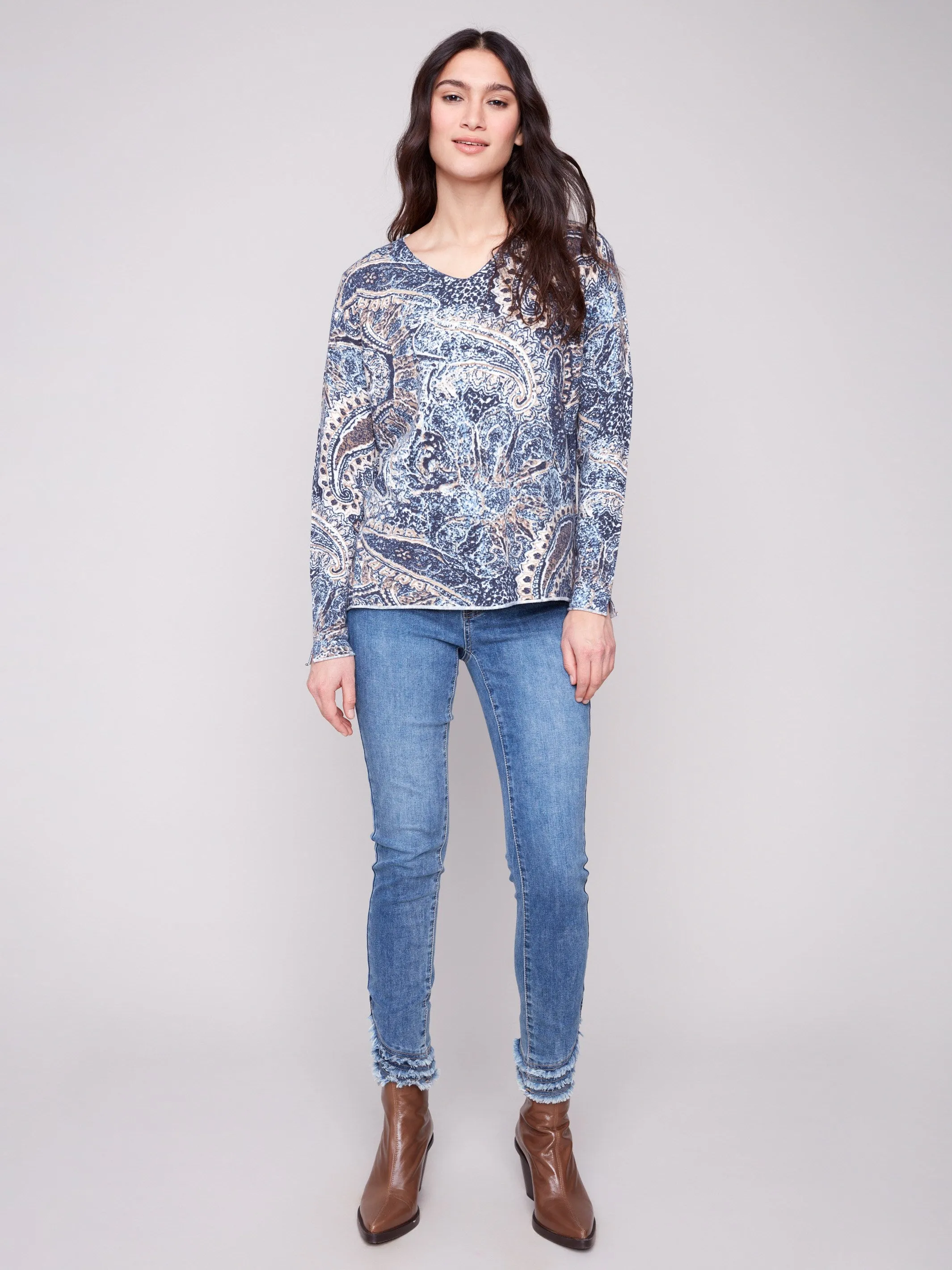 Printed V-Neck Sweater - Bohemian sold by Charlie B product image thumbnail 2