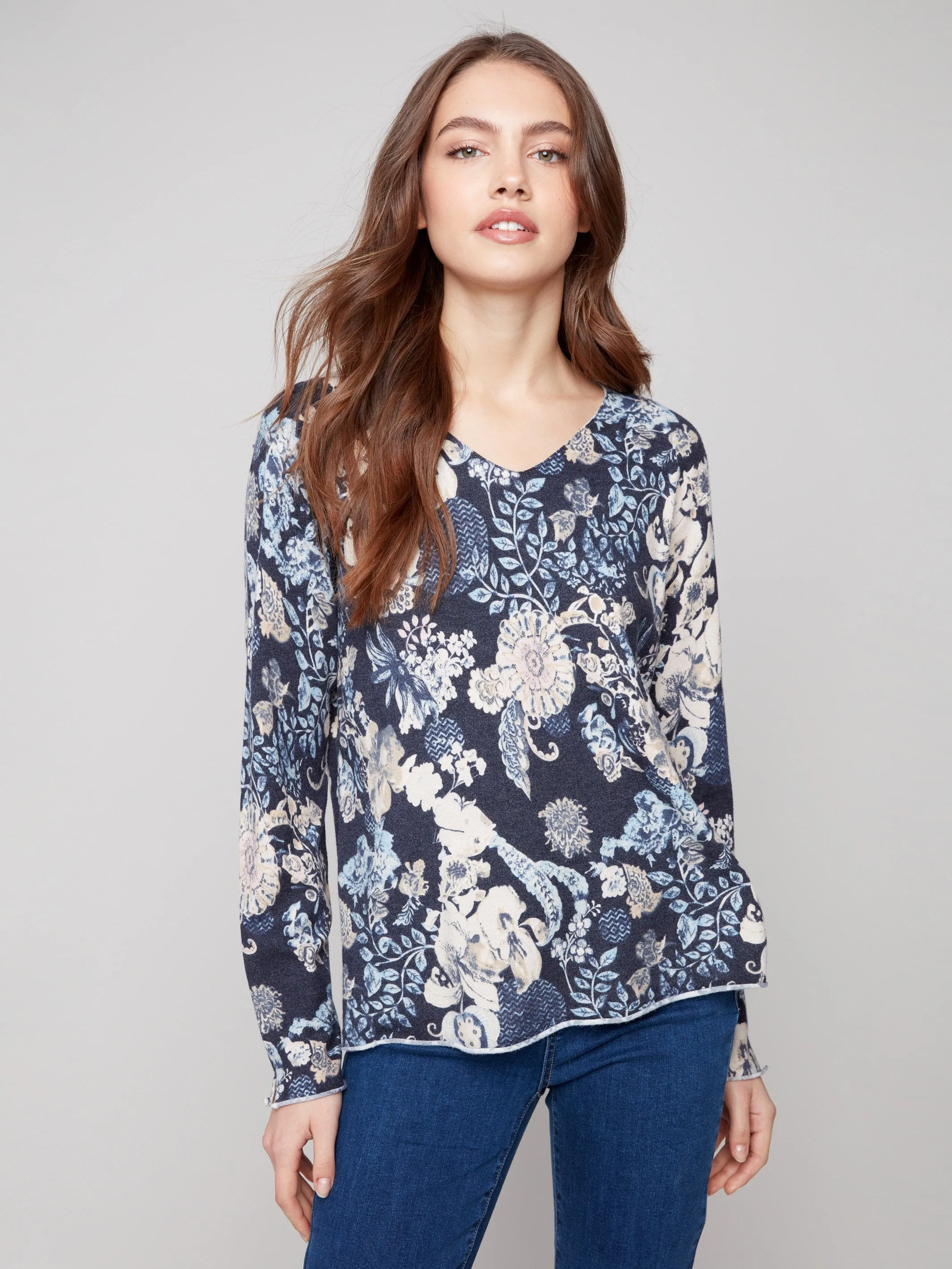 Printed V-Neck Sweater - Posh sold by Charlie B product image thumbnail 5
