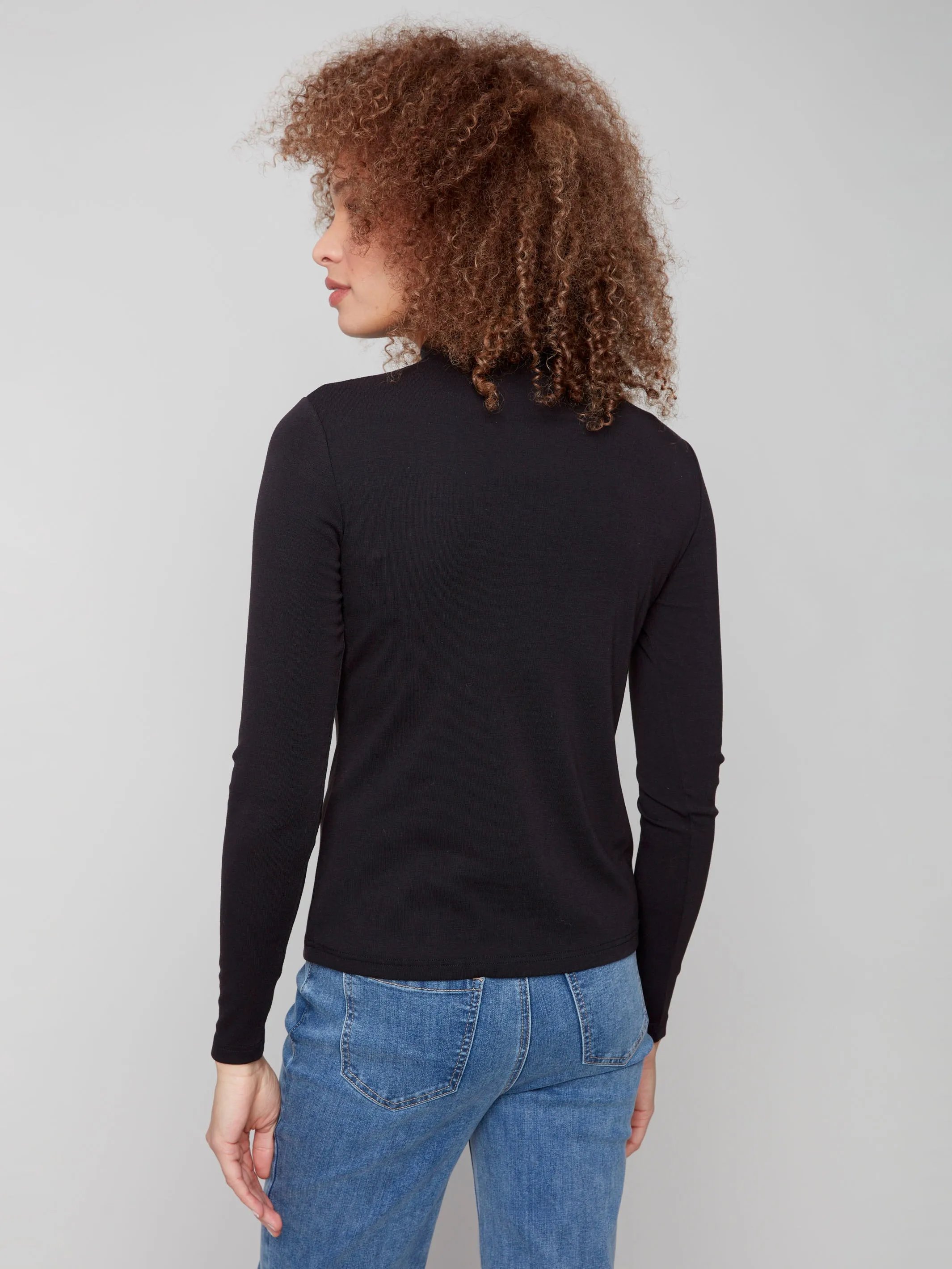 Long Sleeve Mock Neck Top - Black sold by Charlie B product image thumbnail 4