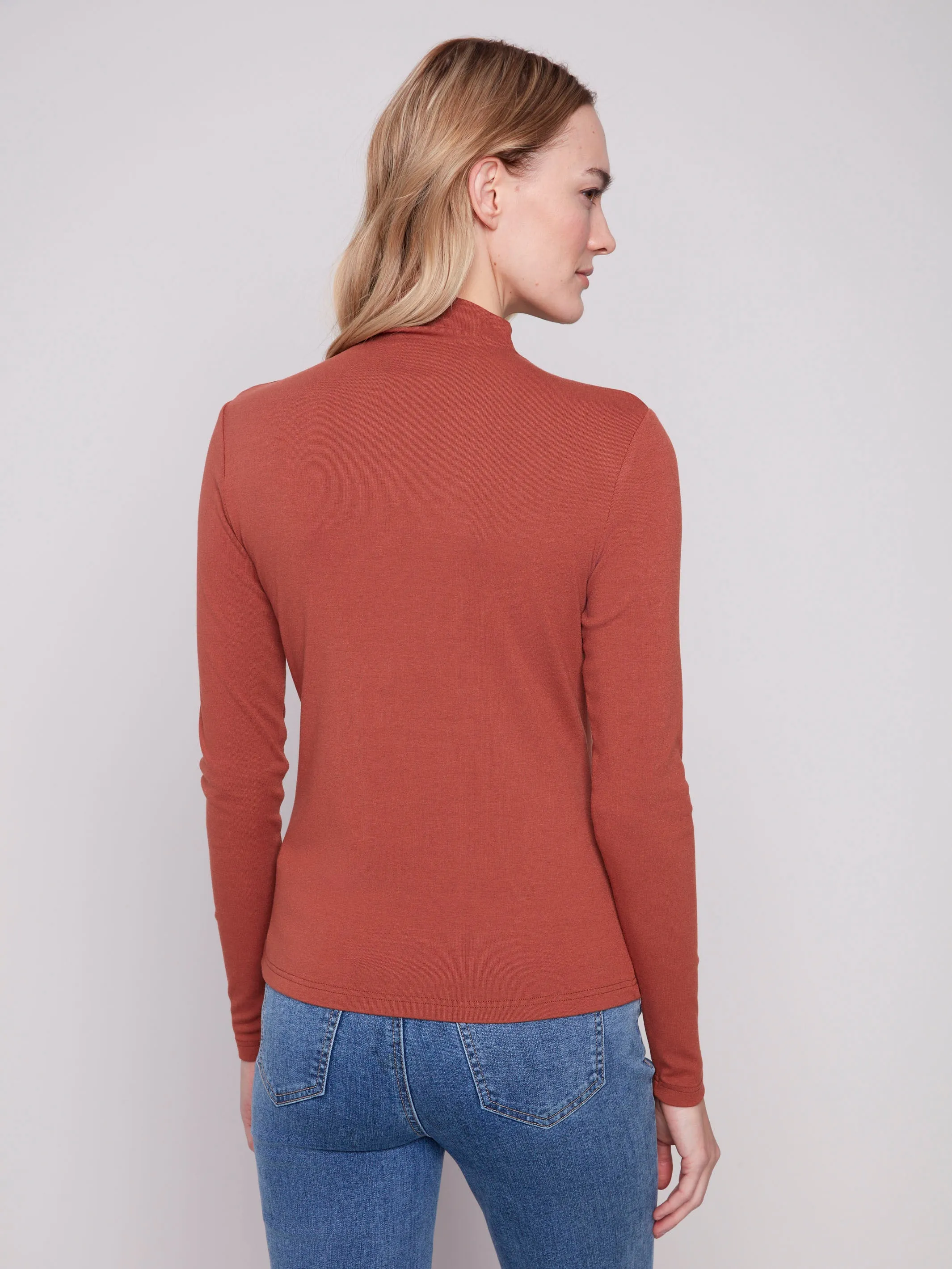 Long Sleeve Mock Neck Top - Sepia sold by Charlie B product image thumbnail 3