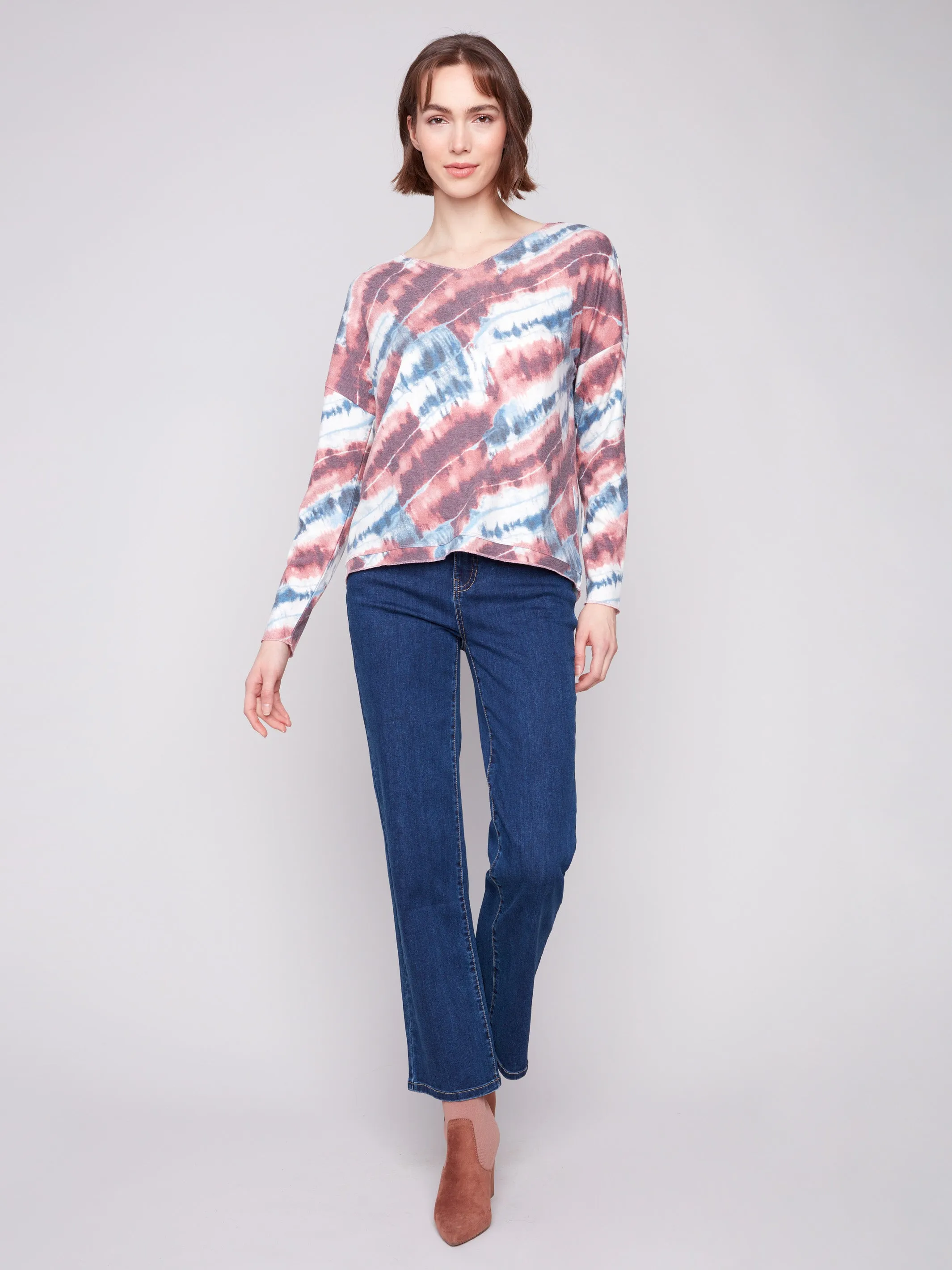Printed V-neck Knit Top - Dreamy Pink sold by Charlie B product image thumbnail 2