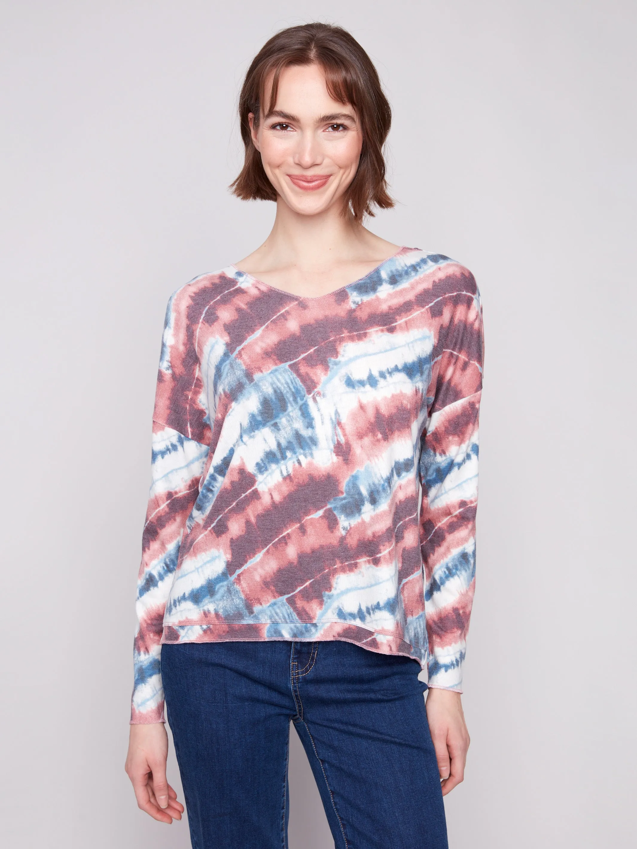 Printed V-neck Knit Top - Dreamy Pink sold by Charlie B product image thumbnail 5