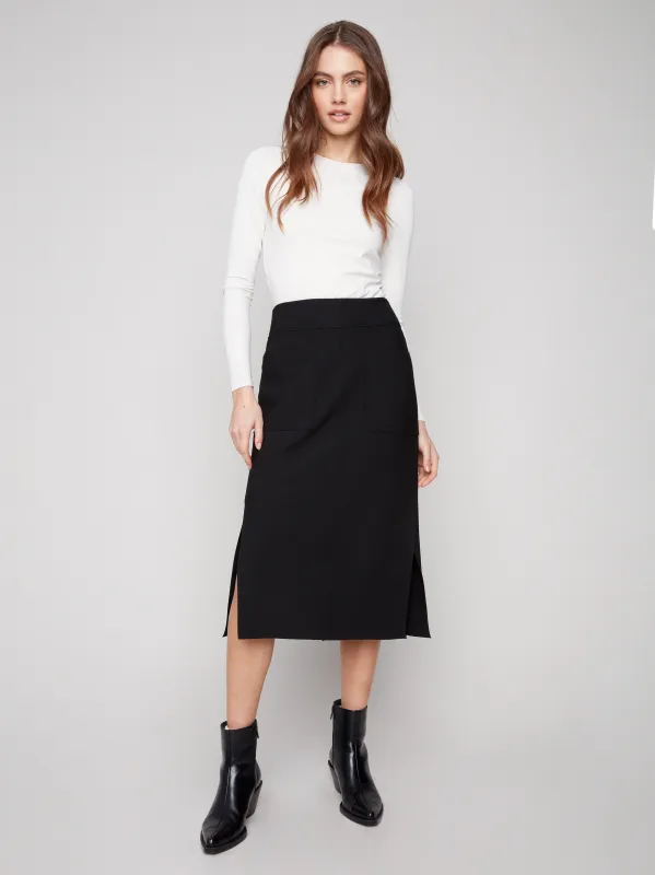 Gutsy Crepe Skirt With Patch Pockets - Black sold by Charlie B