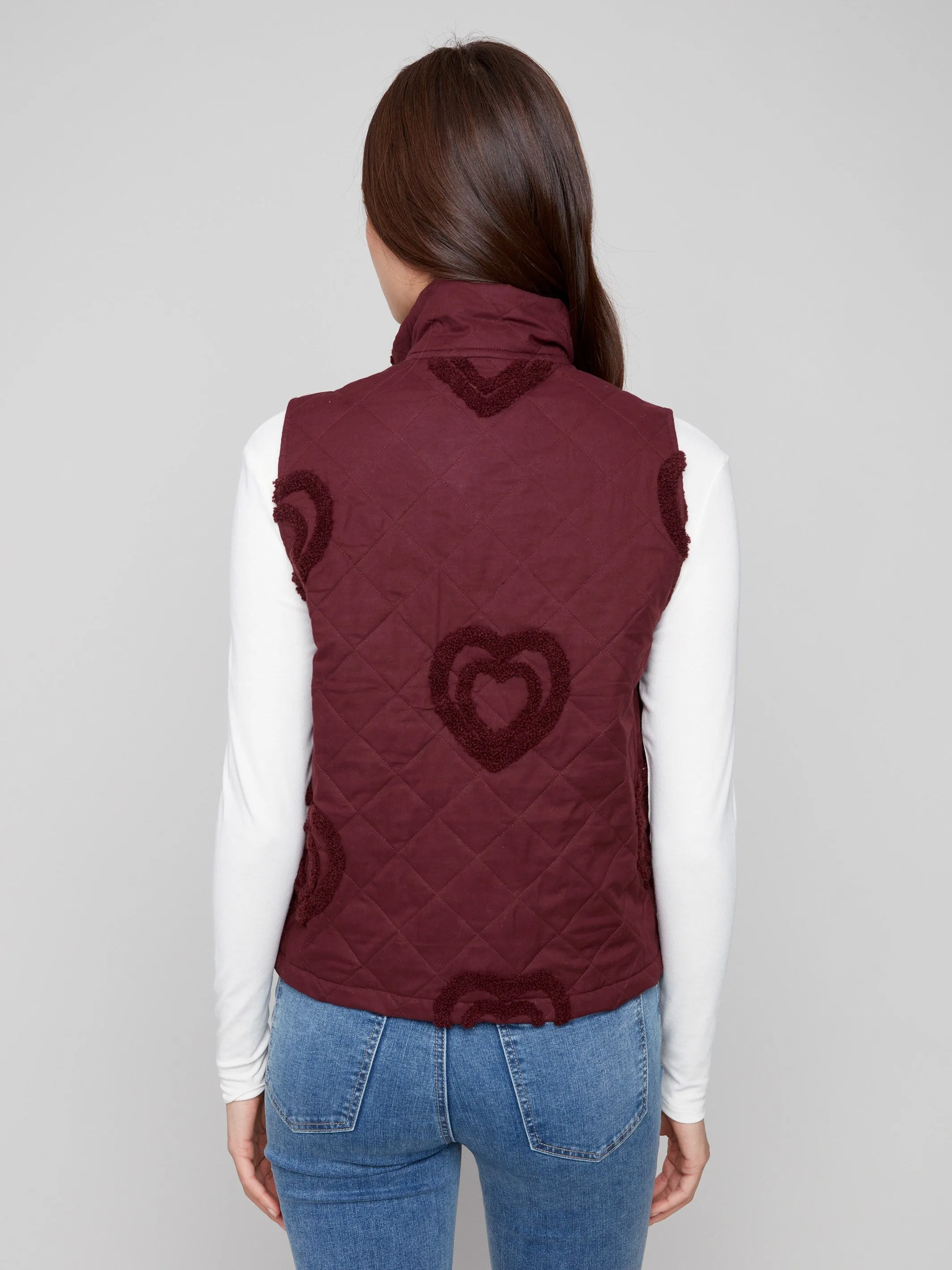 Bouclé Quilted Short Vest - Cabernet sold by Charlie B product image thumbnail 3