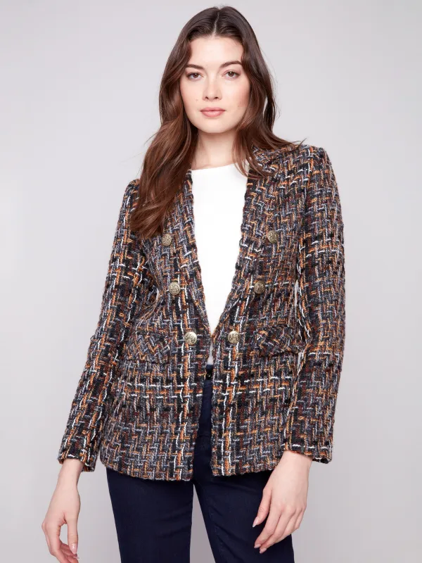 Chevron Tweed Blazer - Autumn sold by Charlie B