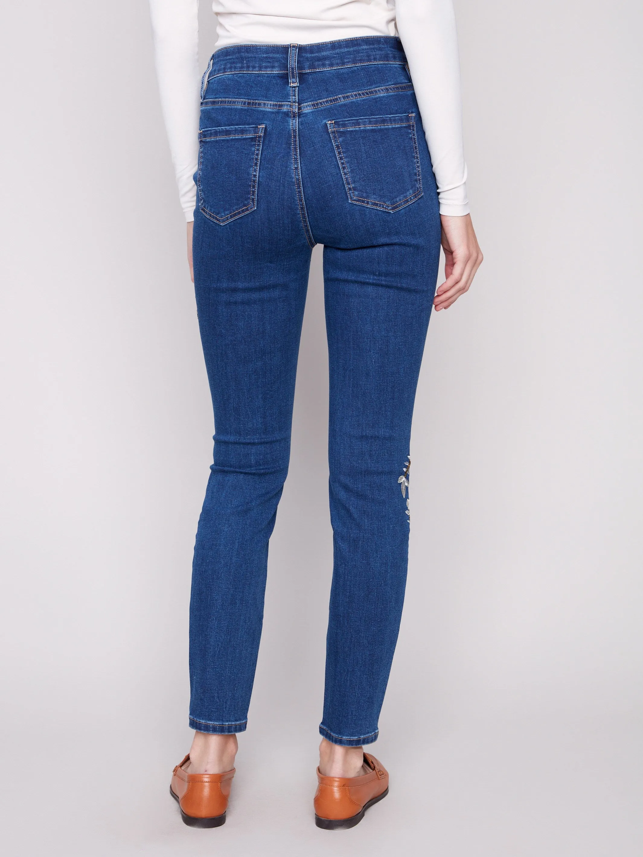 Beaded Embroidered Skinny Jeans - Indigo sold by Charlie B product image thumbnail 5