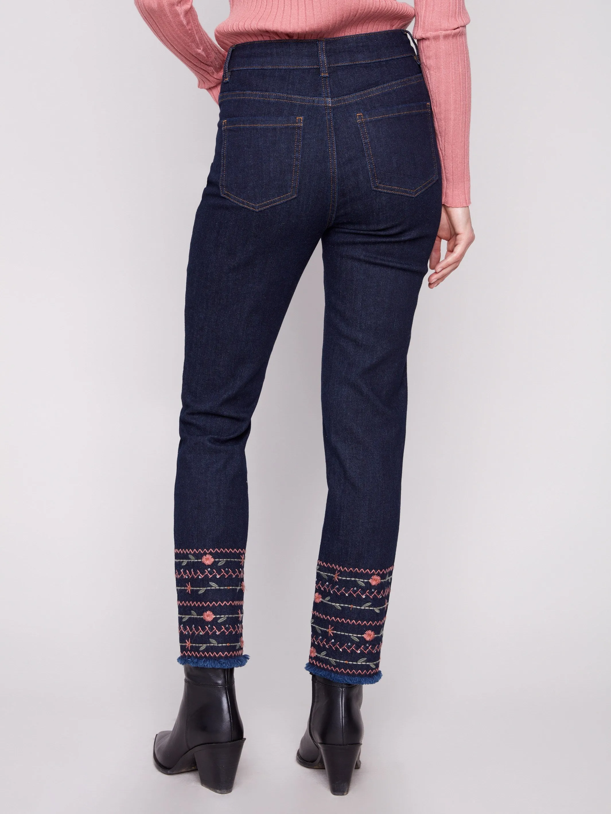 Embroidered Hem Jeans - Deep Blue sold by Charlie B product image thumbnail 3