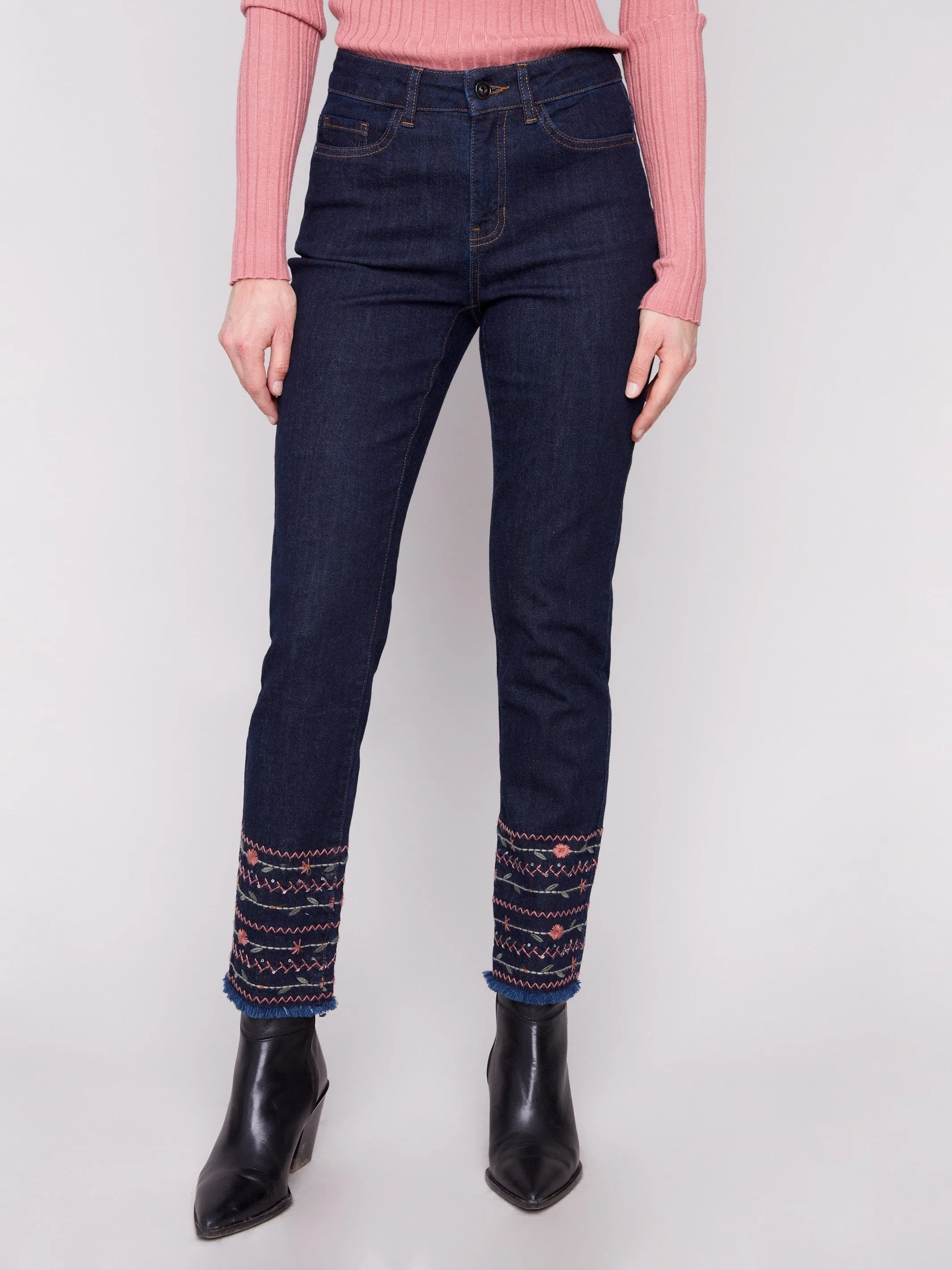 Embroidered Hem Jeans - Deep Blue sold by Charlie B product image thumbnail 2