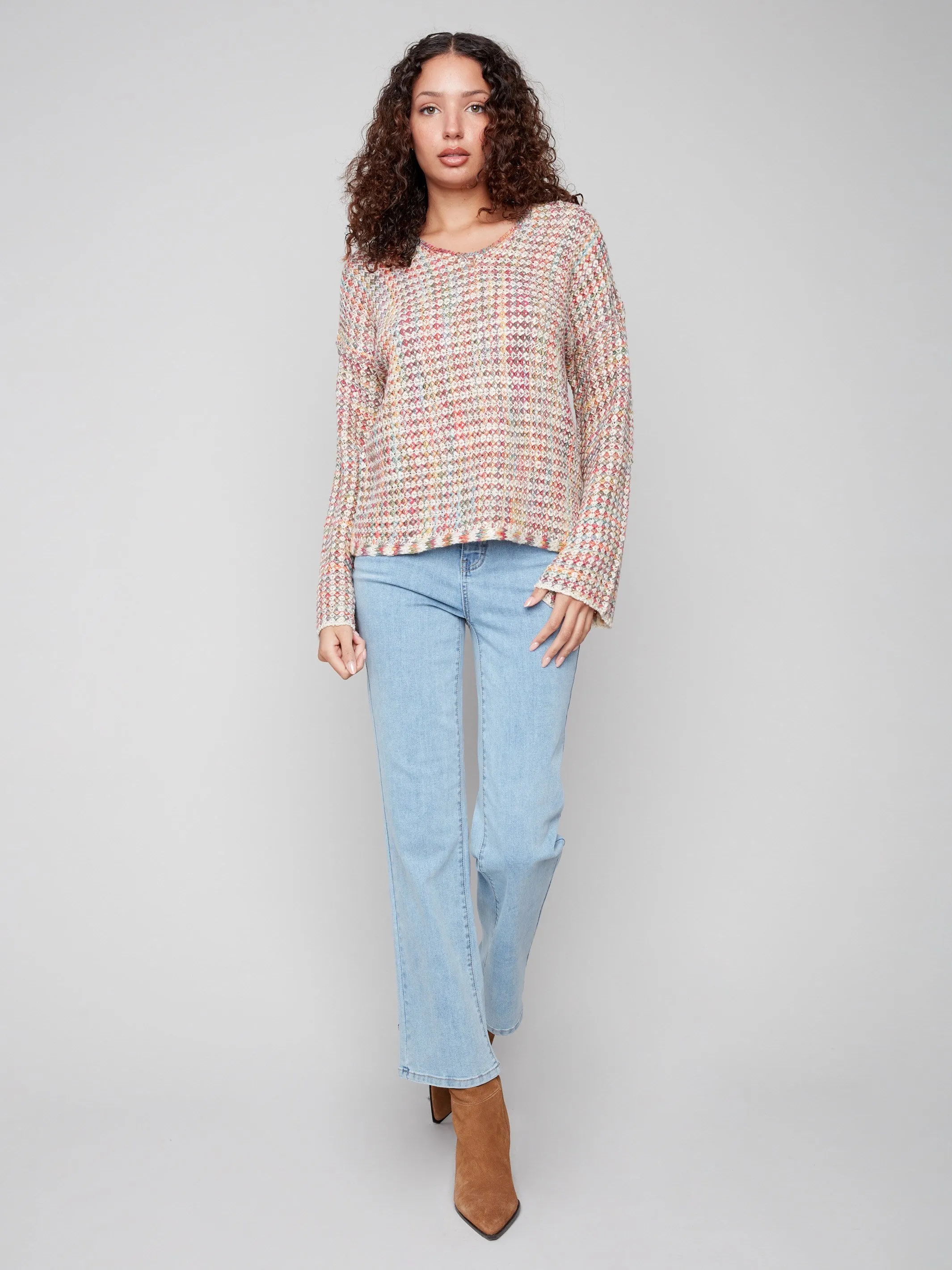 Novelty Yarn Crochet Sweater - Multicolor sold by Charlie B product image thumbnail 2