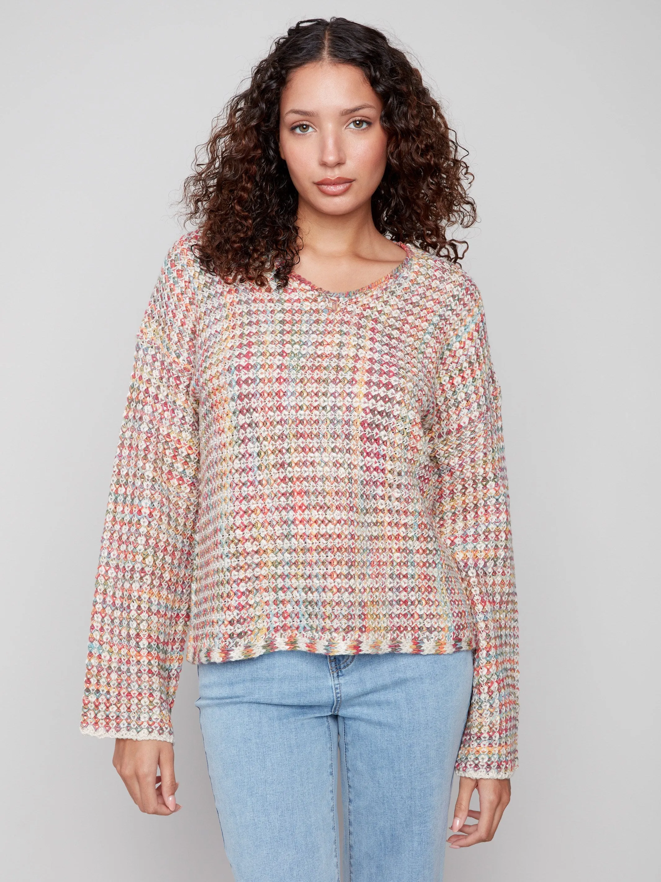 Novelty Yarn Crochet Sweater - Multicolor sold by Charlie B product image thumbnail 4