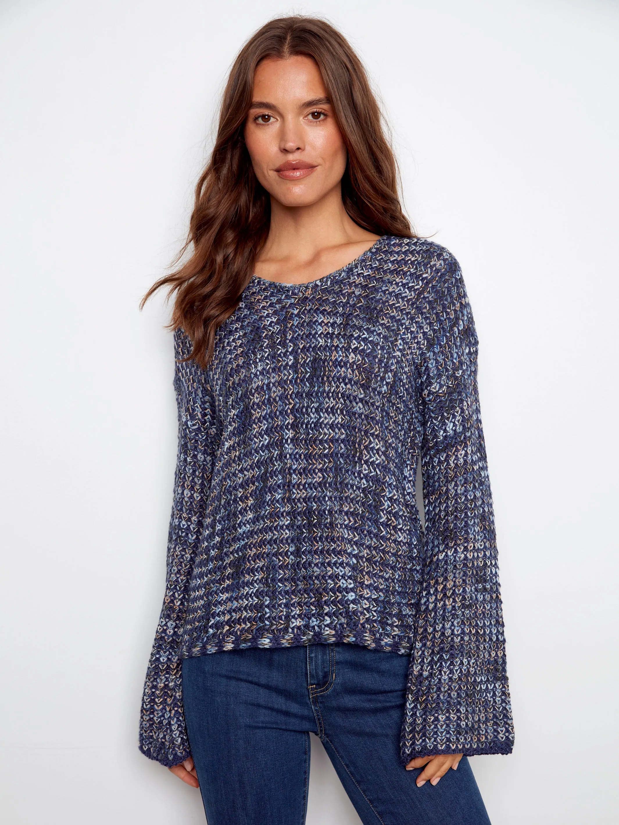 Novelty Yarn Crochet Sweater - Blue sold by Charlie B product image thumbnail 2