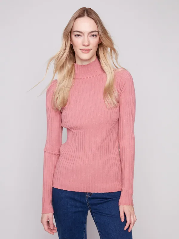 Ribbed Knit Mock Neck Sweater - Primrose sold by Charlie B