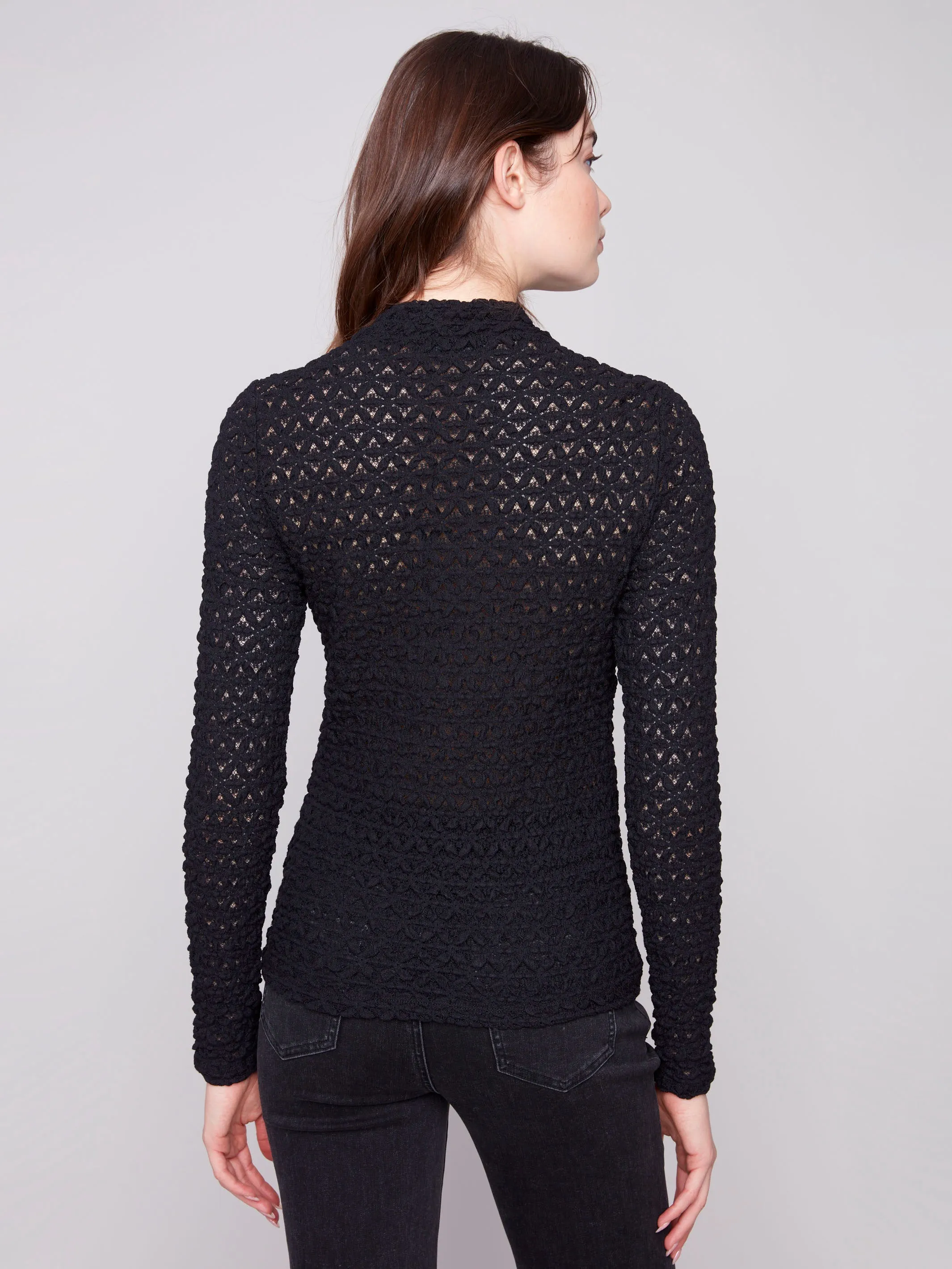 Lace Mock Neck Top - Black sold by Charlie B product image thumbnail 4