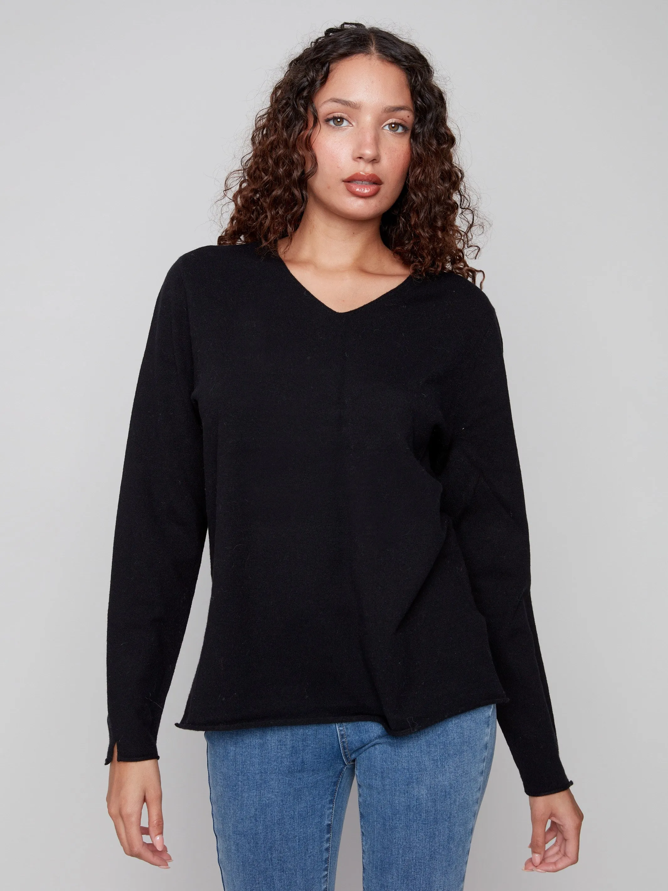 Basic V-Neck Sweater - Black sold by Charlie B product image thumbnail 4